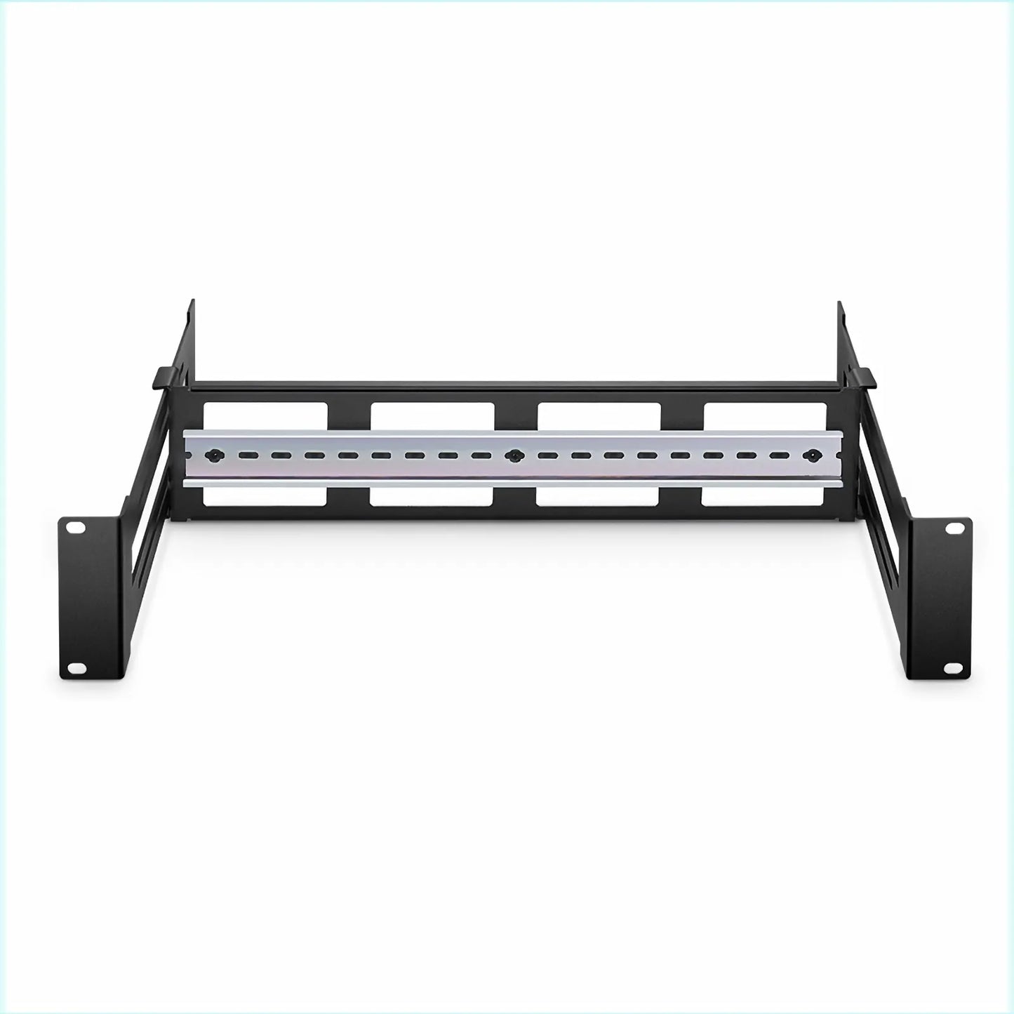 Adjustable DIN Rail Bracket for EIA 19" Mount, 2U, Black