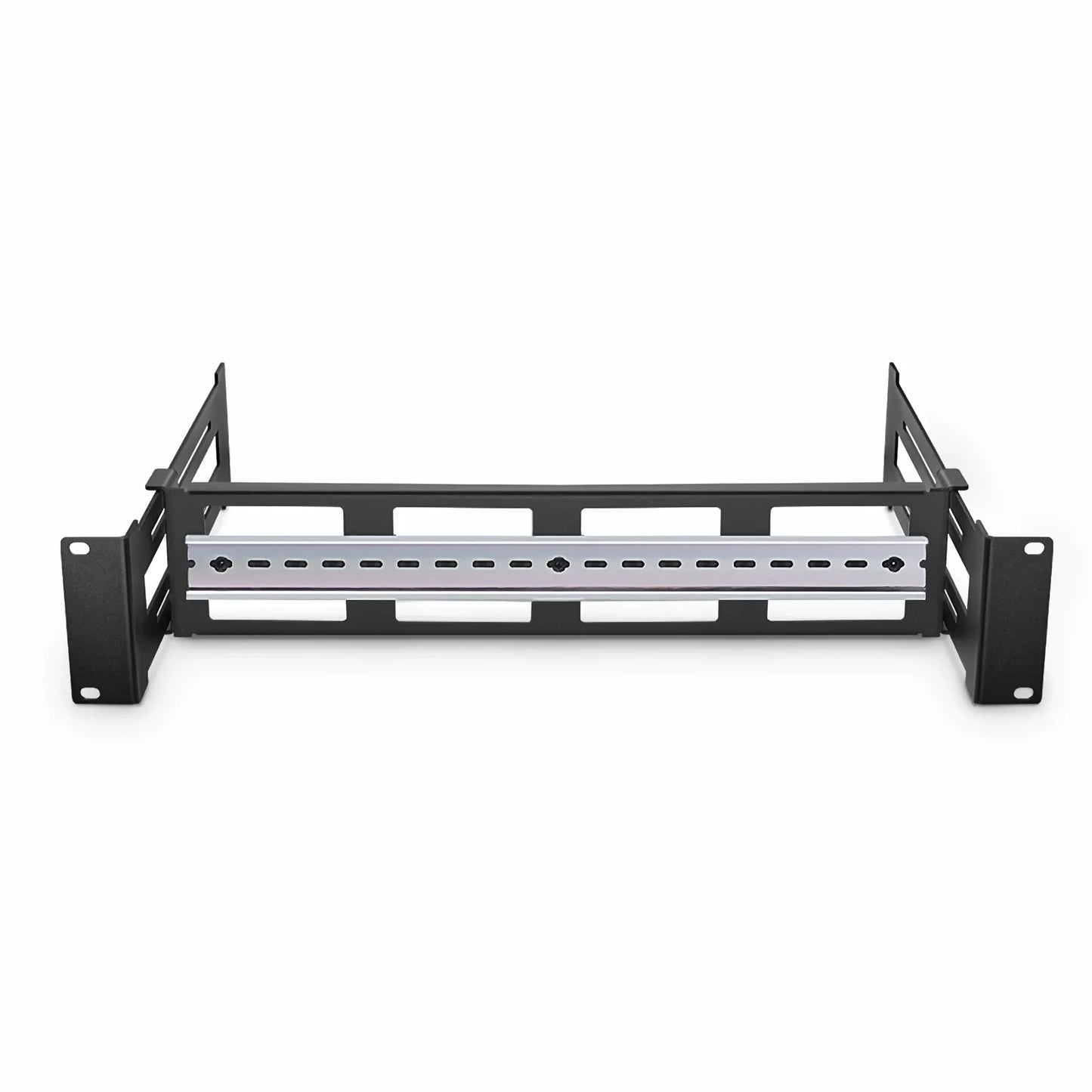 Adjustable DIN Rail Bracket for EIA 19" Mount, 2U, Black