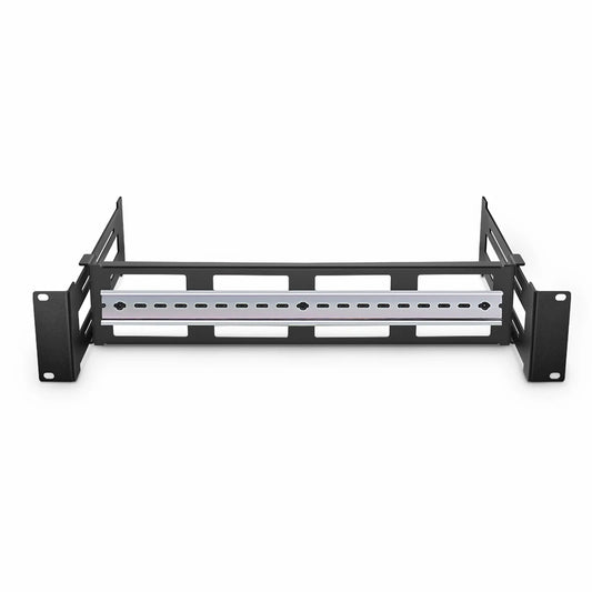 Adjustable DIN Rail Bracket for EIA 19" Mount, 2U, Black