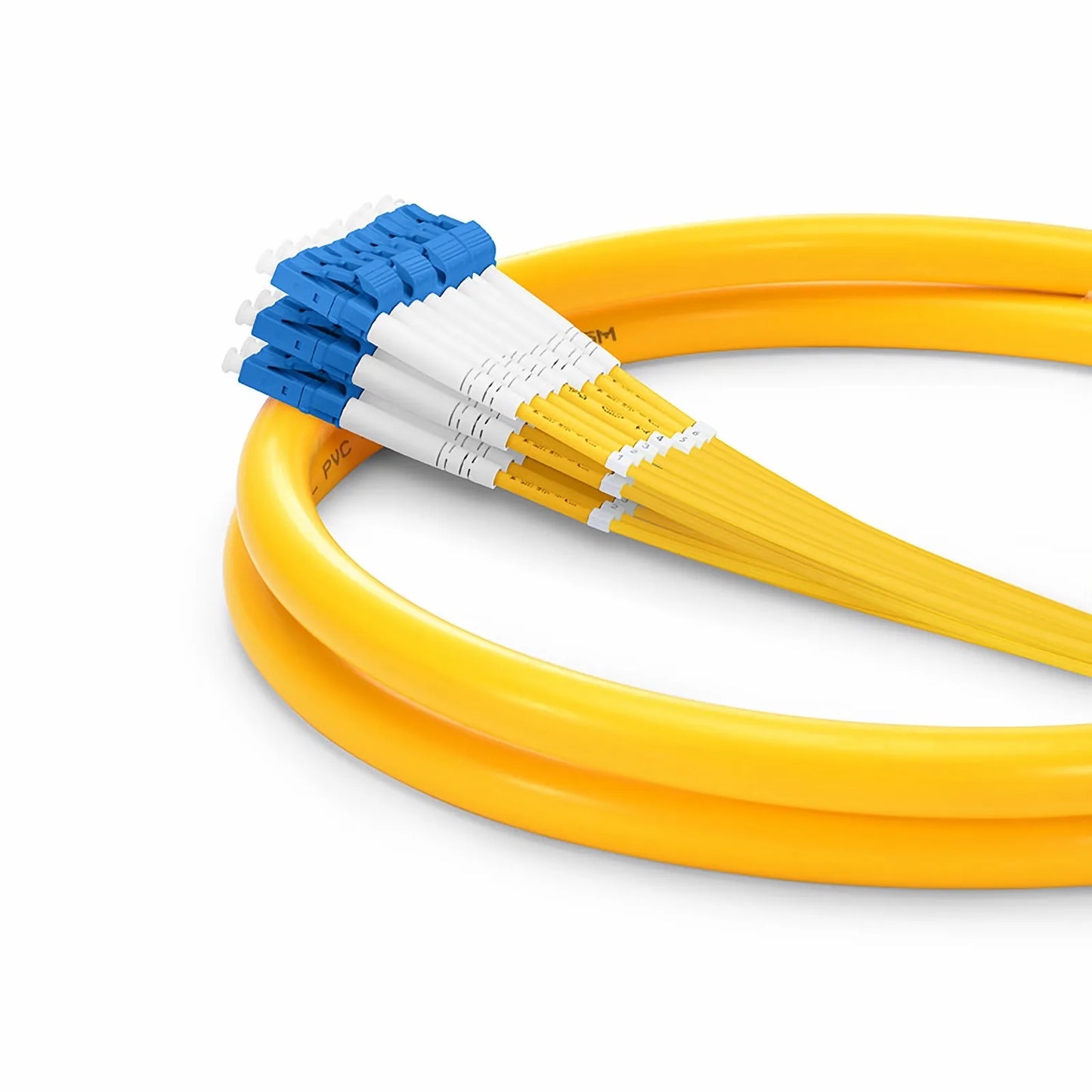 2m (7ft) LC UPC to LC UPC Duplex OS2 Single Mode Riser (OFNR) 24 Fibers Indoor Tight-Buffered Breakout Cable