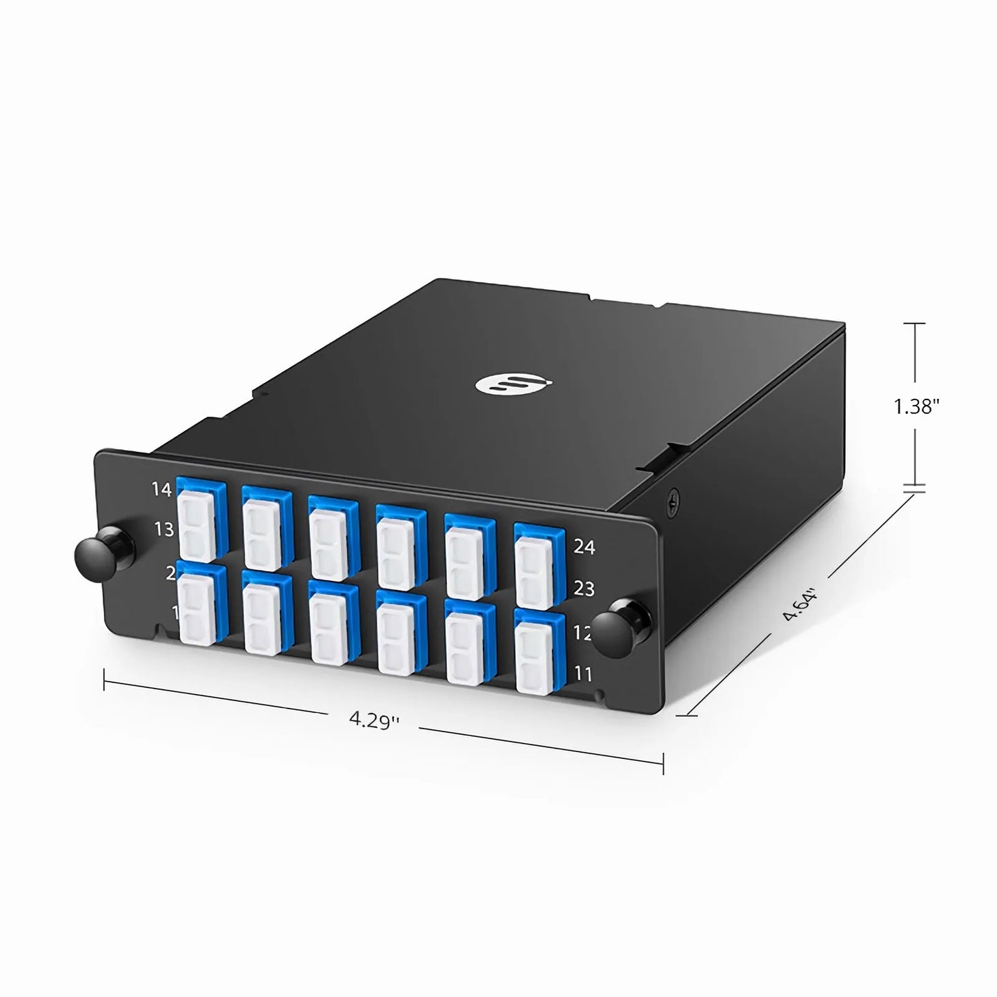FHD™ MTP®-LC Cassette, OS2 Single Mode, Universal, 24 Fibers, 2 x MTP®-12 (Male) to 12 x LC Duplex (Blue), 0.35dB Max.