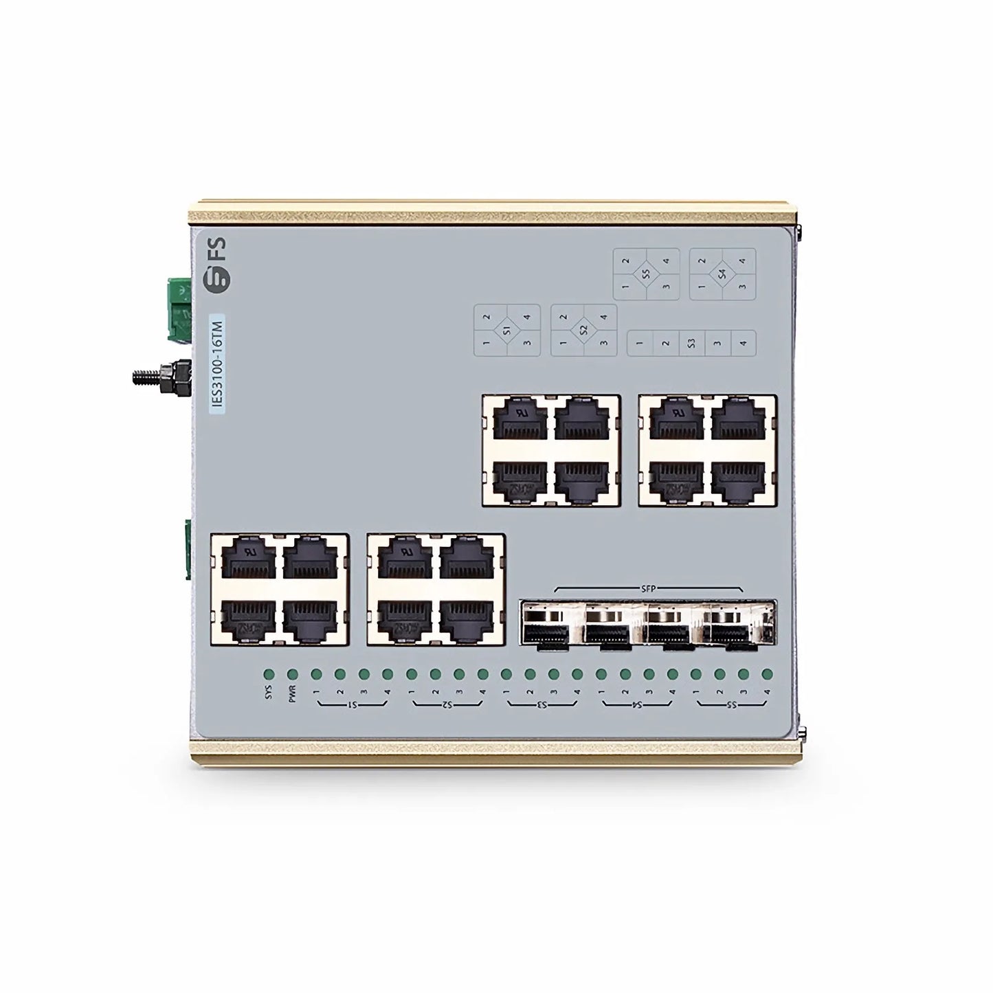IES3100-16TM, 16-Port Gigabit Ethernet L2 Managed Industrial Switch, 16 x 10/100/1000BASE-T, with 4 x 1/2.5Gb SFP, -40 to 85°C Operating Temperature