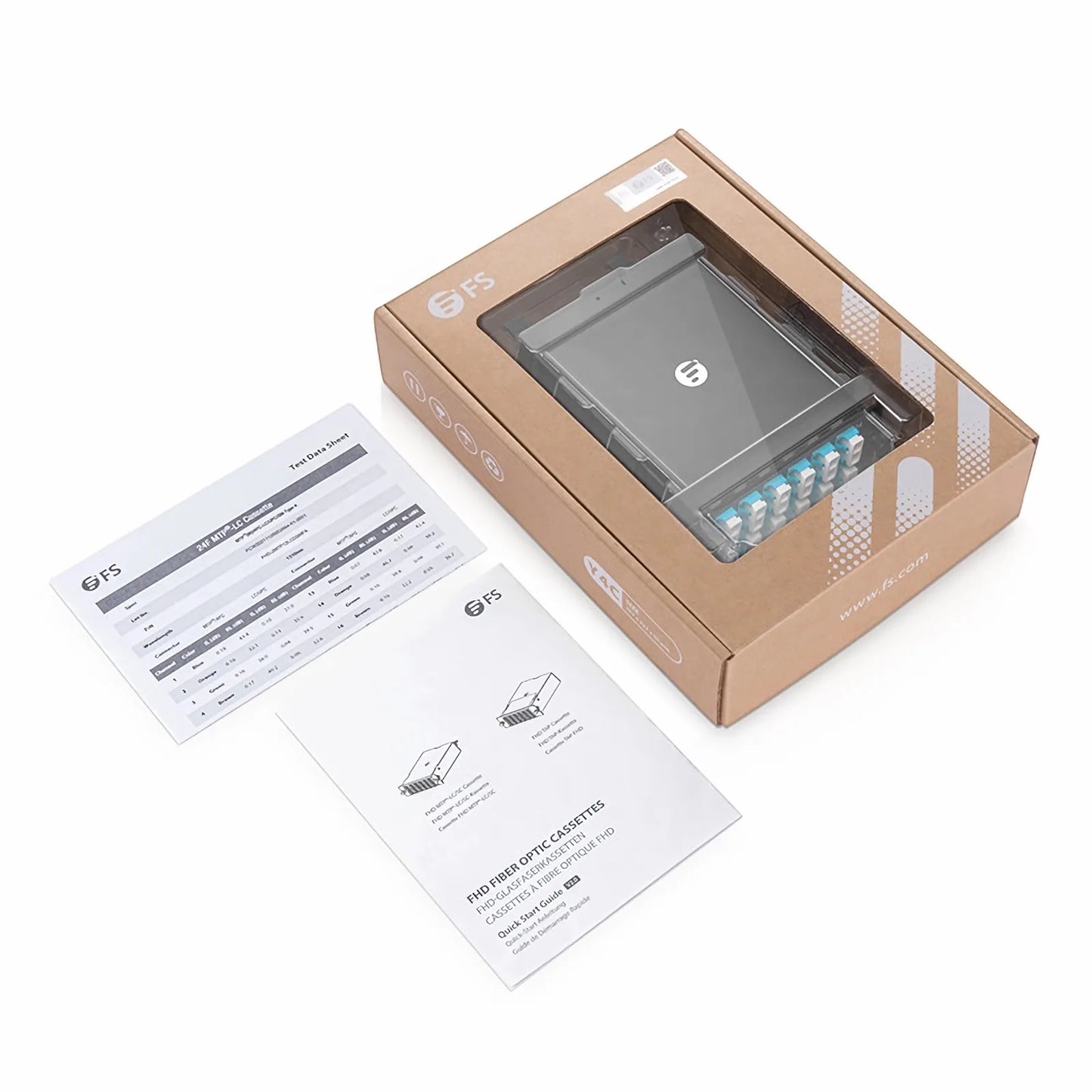 FHD™ MTP®-LC Cassette, OM4 Multimode, Universal, 24 Fibers, 2 x MTP®-12 (Male) to 12 x LC Duplex (Aqua), 0.35dB Max.