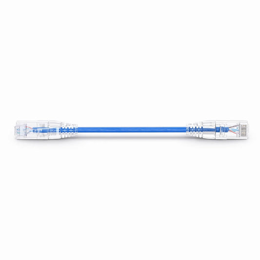 6in (0.15m) Cat6a 28AWG Snagless Unshielded (U/UTP) PVC CM Small Diameter High-Flex Ethernet Network Patch Cable, Blue