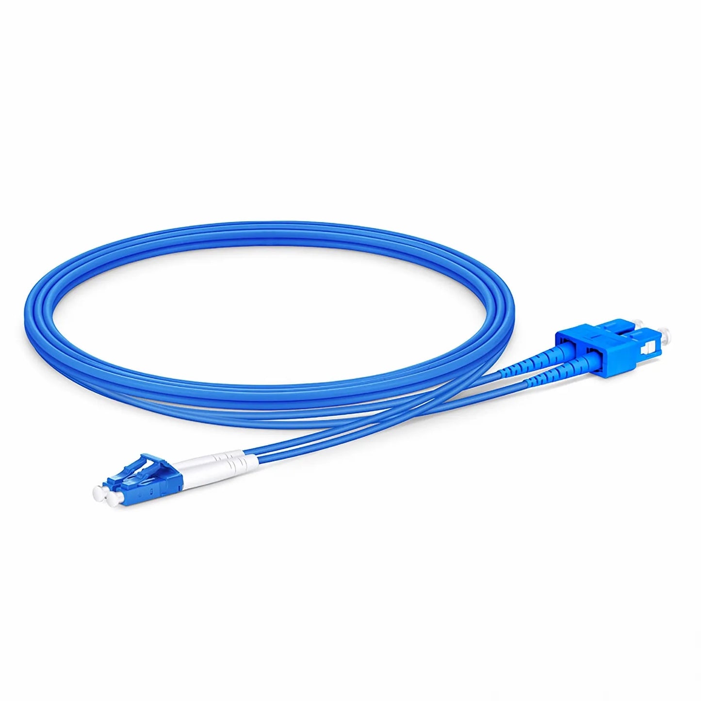 1m (3ft) Armored Fiber Patch Cable, 2 Fibers, LC UPC Duplex to SC UPC Duplex, Single Mode (OS2), LSZH, 3.0mm, Blue
