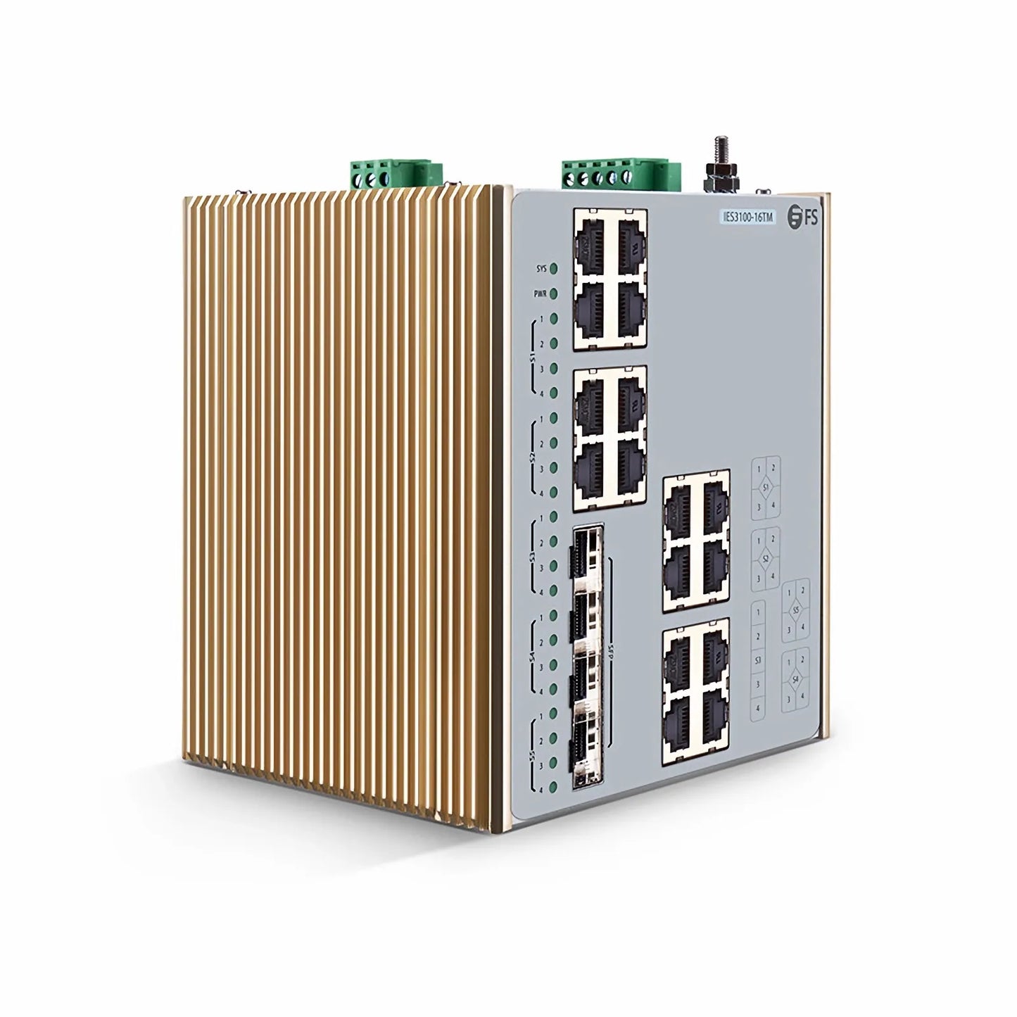 IES3100-16TM, 16-Port Gigabit Ethernet L2 Managed Industrial Switch, 16 x 10/100/1000BASE-T, with 4 x 1/2.5Gb SFP, -40 to 85°C Operating Temperature