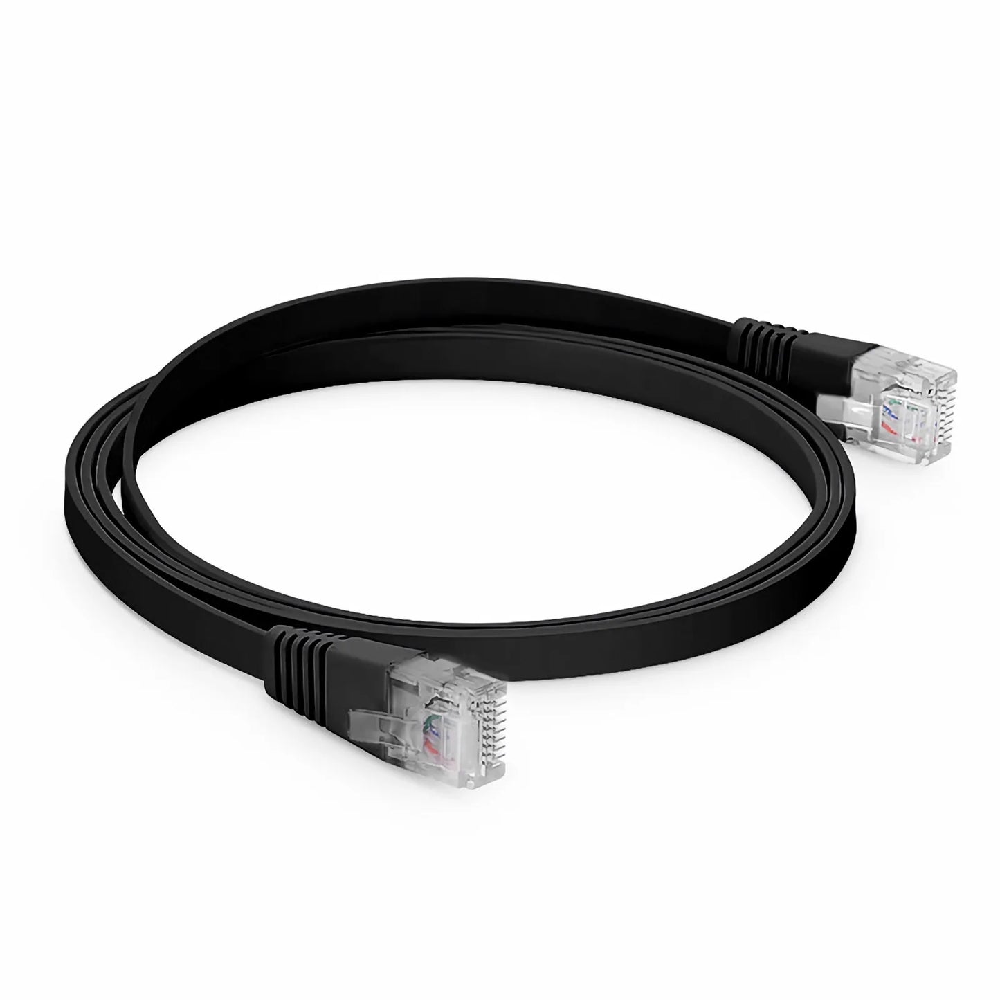 3ft (0.9m) Flat Cat6 32AWG Snagless Unshielded (U/UTP) PVC Ethernet Network Patch Cable, Black