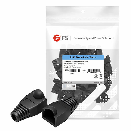 Cat5e/Cat6 RJ45 Strain Relief Boots, 5.5mm OD for Cat5e UTP 24AWG, Cat5e & Cat6 F/UTP 26AWG Ethernet Network Cable, Black, 50PCS/Pack