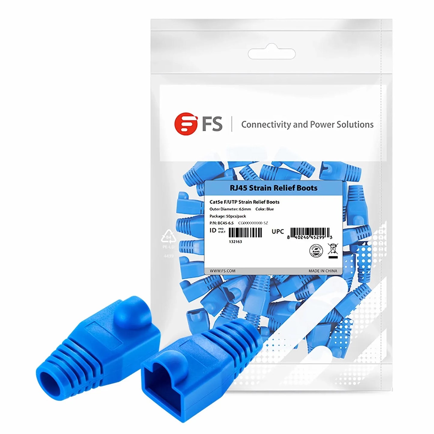 Cat5e RJ45 Strain Relief Boots, 6.5mm OD for Cat5e F/UTP 24AWG Ethernet Network Cable, Blue, 50PCS/Pack
