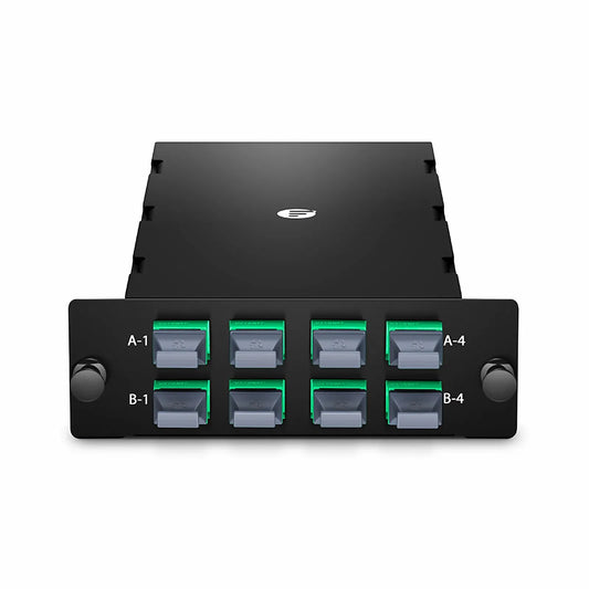 FHD™ 8 x MTP®-8 Mesh Cassette, 64 Fibers OS2 Single Mode, Universal, 8 x 8F MTP® to 8 x 8F MTP® (Green), 0.35dB Max.