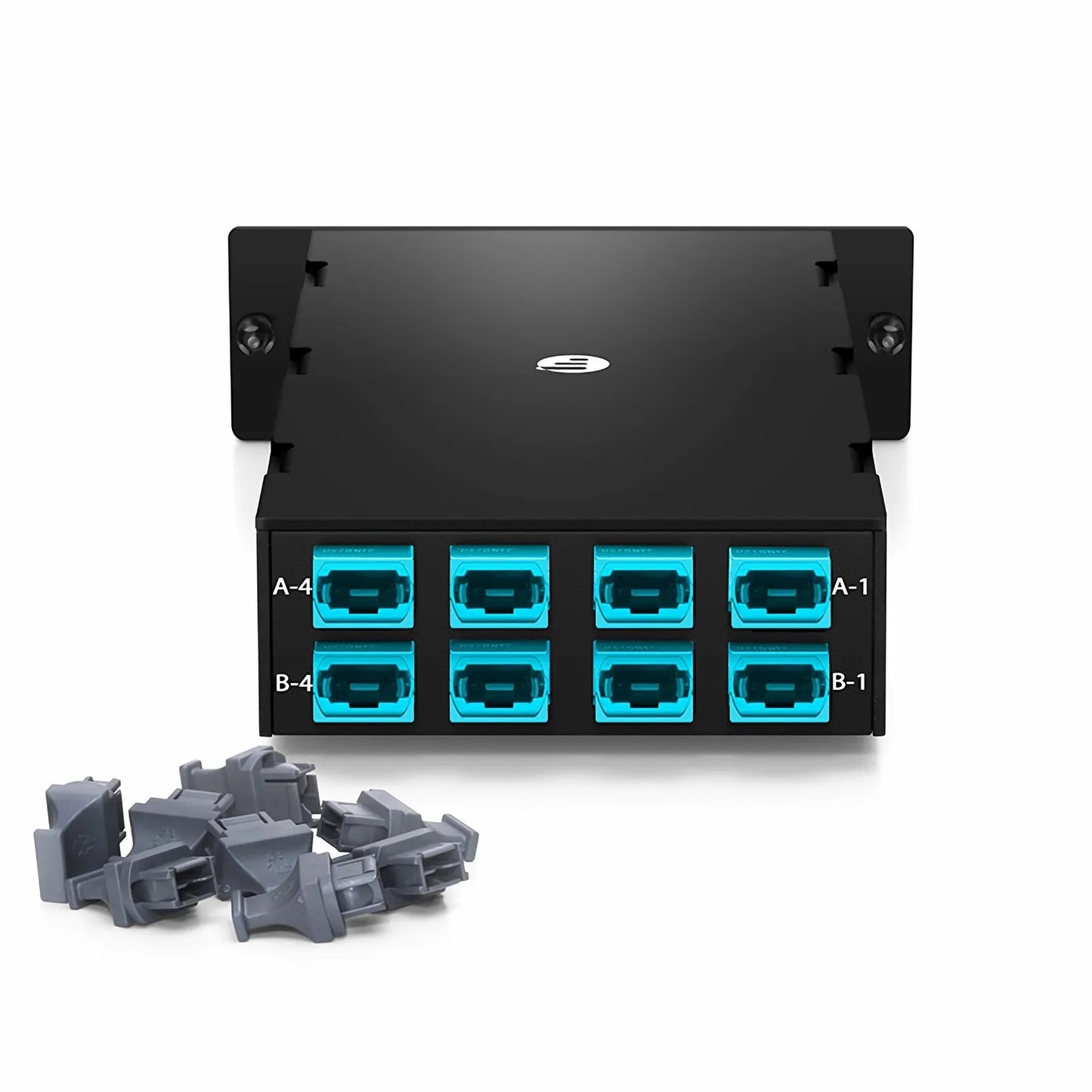 FHD™ 8 x MTP®-8 Mesh Cassette, 64 Fibers OM4 Multimode, Universal, 8 x 8F MTP® to 8 x 8F MTP® (Aqua), 0.35dB Max.