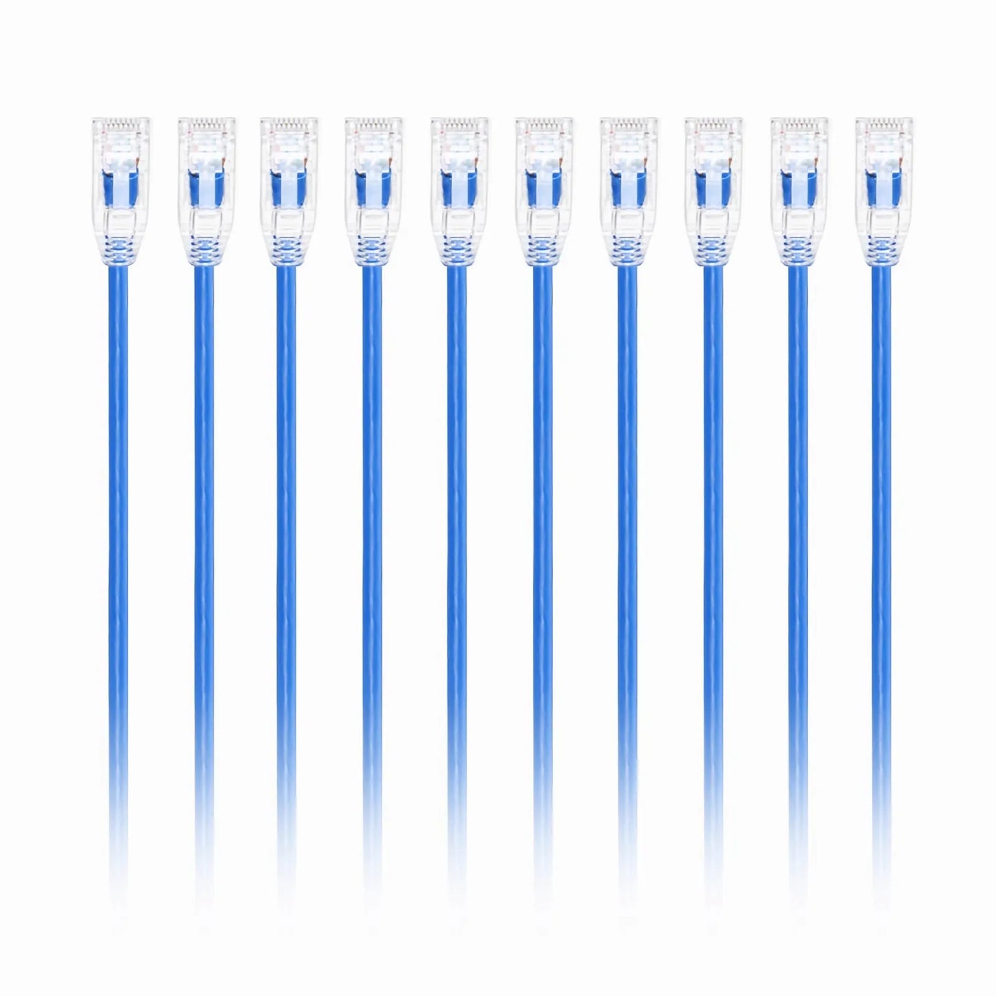 1ft (0.3m) Cat6a 28AWG Snagless Unshielded (U/UTP) PVC CM Small Diameter High-Flex Ethernet Network Patch Cable, Blue ,10Pcs/pack