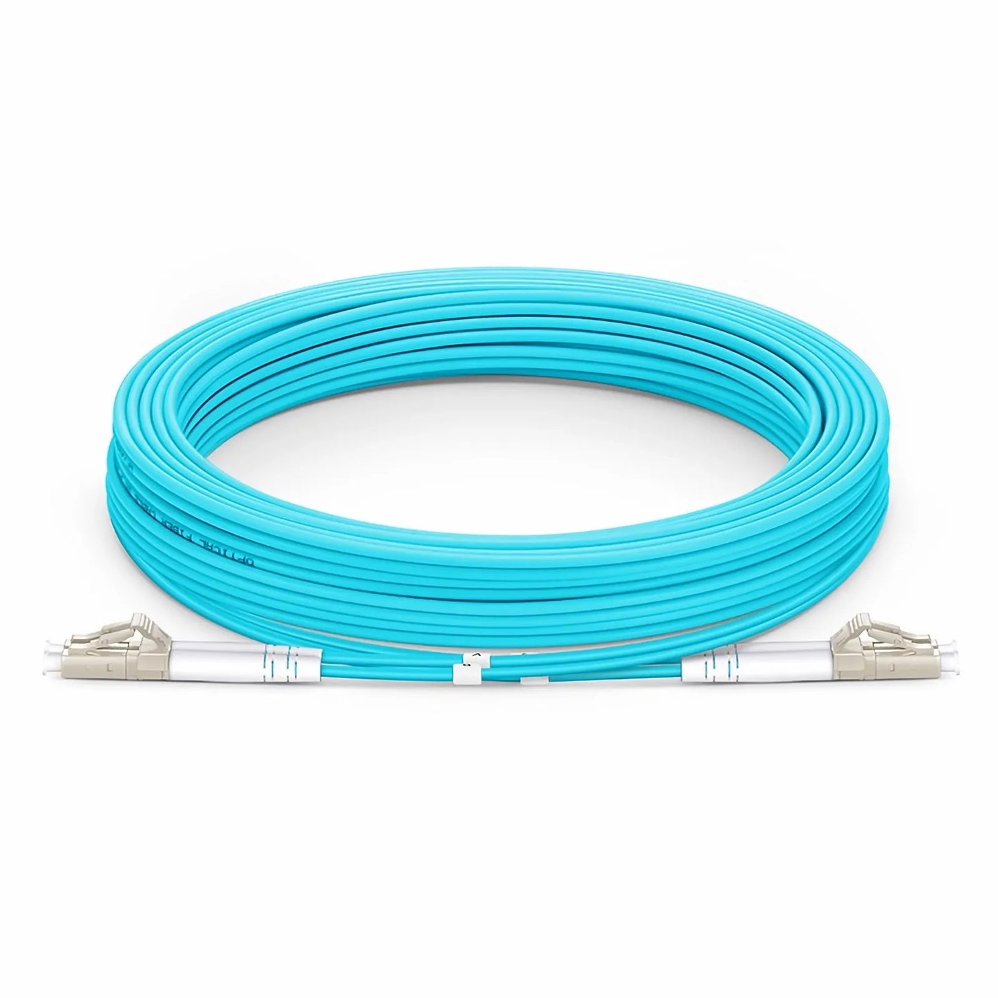 30m (98ft) Armored Fiber Patch Cable, 2 Fibers, LC UPC Duplex to LC UPC Duplex, Multimode (OM3), Riser (OFCR), 3.0mm, Aqua