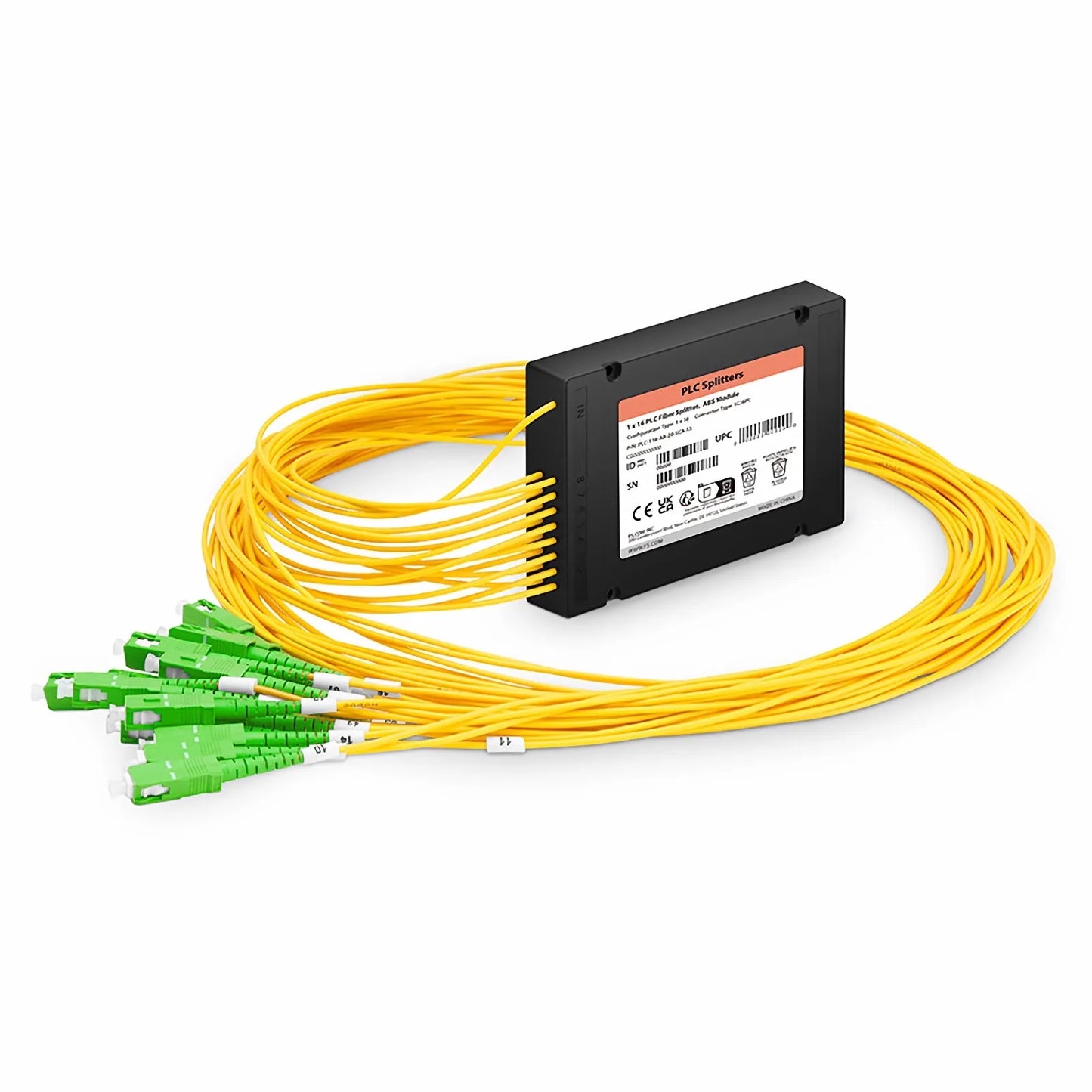 1 x 16 PLC Fiber Splitter, Splice/Pigtailed ABS Module, 2.0mm, SC/APC, Singlemode