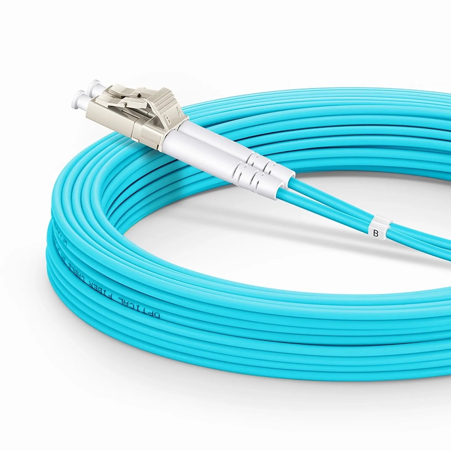 30m (98ft) Armored Fiber Patch Cable, 2 Fibers, LC UPC Duplex to LC UPC Duplex, Multimode (OM3), Riser (OFCR), 3.0mm, Aqua