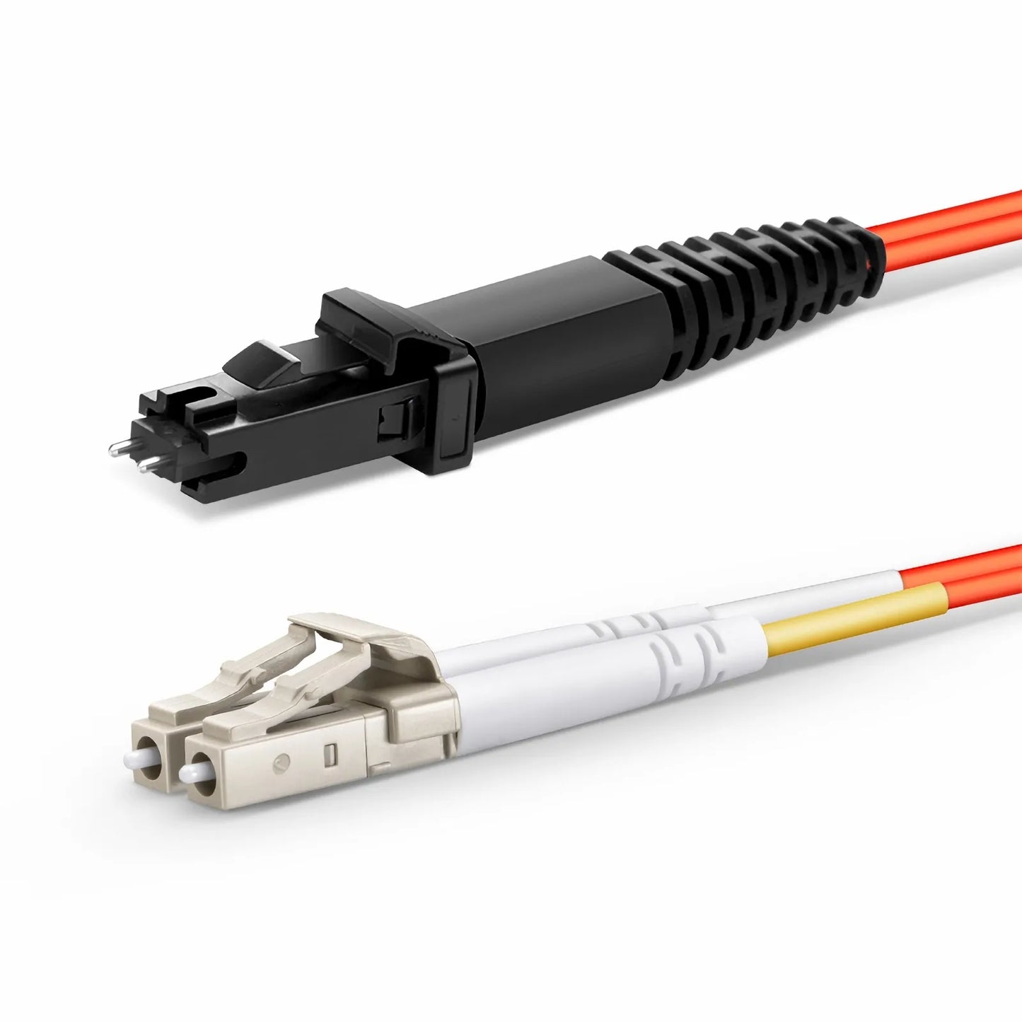 1m (3ft) Fiber Patch Cable, 2 Fibers, LC UPC Duplex to MTRJ UPC Male Duplex, Multimode (OM2), Riser (OFNR), 1.8mm, Tight-Buffered, Orange
