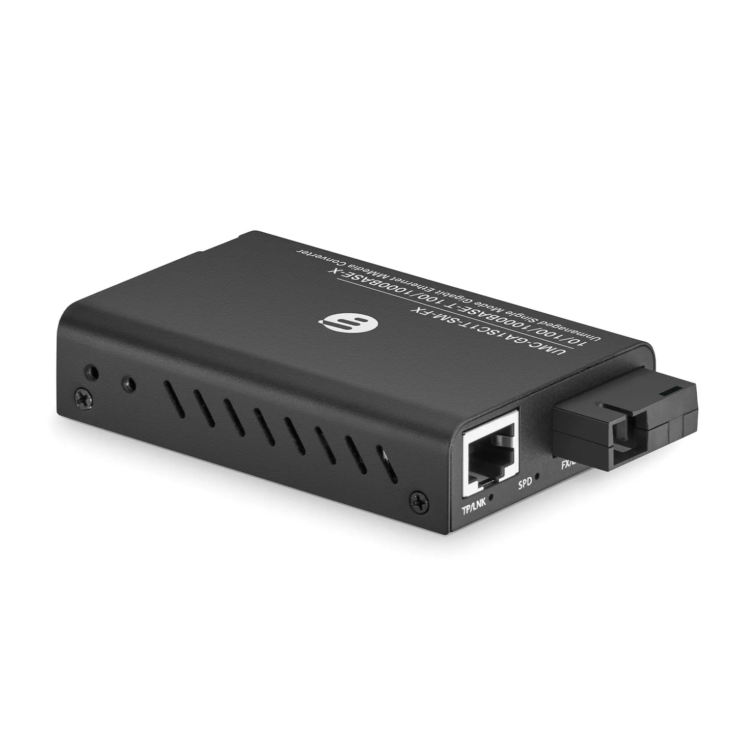 Mini Unmanaged 1x 10/100/1000Base-T RJ45 to 1x 100/1000Base-X Single Mode SC 1310/1550nm 20km Gigabit Ethernet Media Converter, American Plug Standard