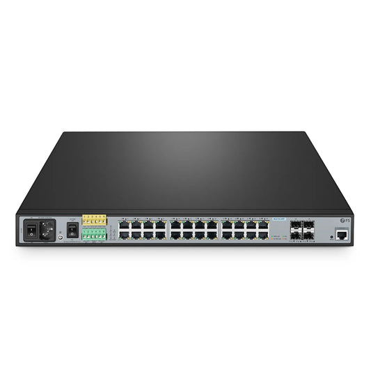 IES3110-24TF, 24-Port Gigabit Ethernet L2+ Managed Industrial Switch, 20 x 10/100/1000BASE-T, with 4 x 1Gb RJ45/SFP Combo, -40 to 75°C Operating Temperature