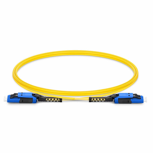 2m (7ft) Fiber Patch Cable, 2 Fibers, LC UPC Duplex to LC UPC Duplex Flat Clip with Push-Pull Boot Uniboot, Single Mode (OS2), Riser (OFNR), 2.0mm, Yellow