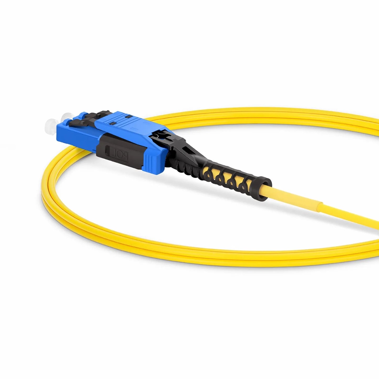 2m (7ft) Fiber Patch Cable, 2 Fibers, LC UPC Duplex to LC UPC Duplex Flat Clip with Push-Pull Boot Uniboot, Single Mode (OS2), Riser (OFNR), 2.0mm, Yellow