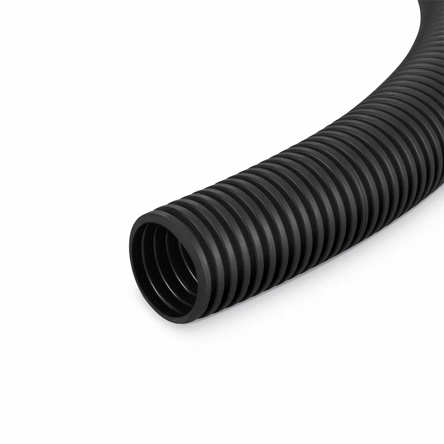 25m (82ft) Black Flame Retardant Polypropylene Convoluted Tubing, 19mm Inside Diameter