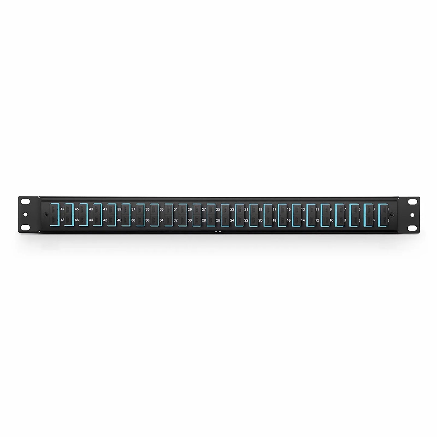 FHU™ 1U 19'' Fiber Adapter Panel, 48 Fibers OM4 Multimode, 24 x SC UPC Duplex (Aqua) Adapter, Ceramic Sleeve