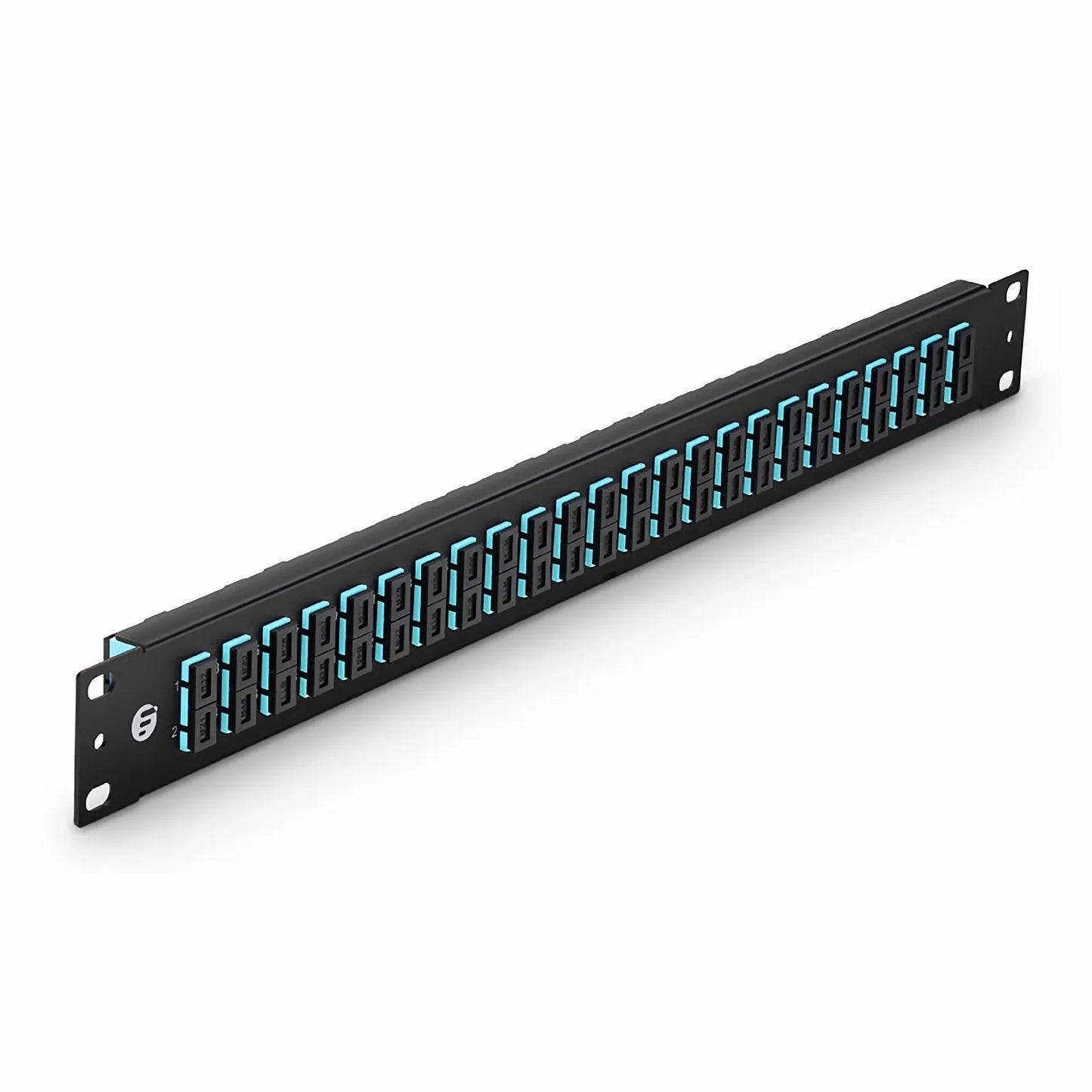 FHU™ 1U 19'' Fiber Adapter Panel, 48 Fibers OM4 Multimode, 24 x SC UPC Duplex (Aqua) Adapter, Ceramic Sleeve