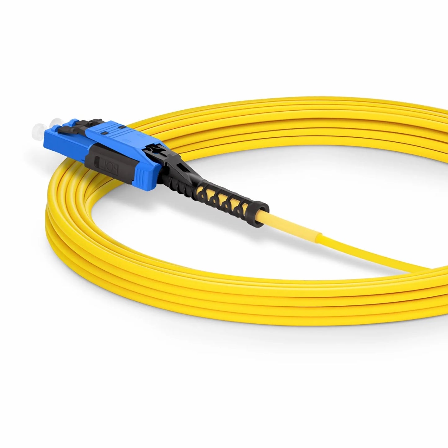 20m (66ft) Fiber Patch Cable, 2 Fibers, LC UPC Duplex to LC UPC Duplex Flat Clip with Push-Pull Boot Uniboot, Single Mode (OS2), Riser (OFNR), 2.0mm, Yellow