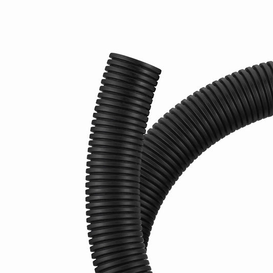 25m (82ft) Black Flame Retardant Polypropylene Convoluted Tubing, 23mm Inside Diameter