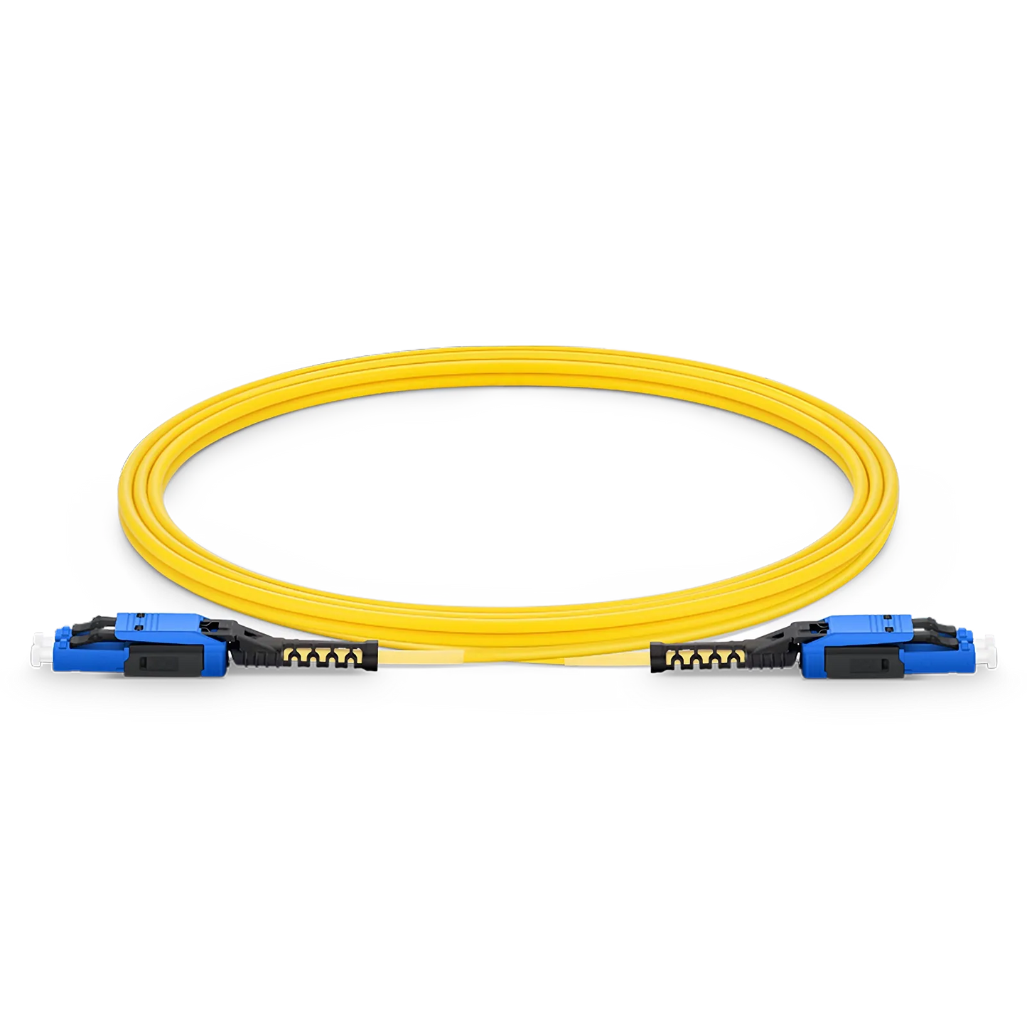 5m (16ft) Fiber Patch Cable, 2 Fibers, LC UPC Duplex to LC UPC Duplex Flat Clip with Push-Pull Boot Uniboot, Single Mode (OS2), Riser (OFNR), 2.0mm, Yellow