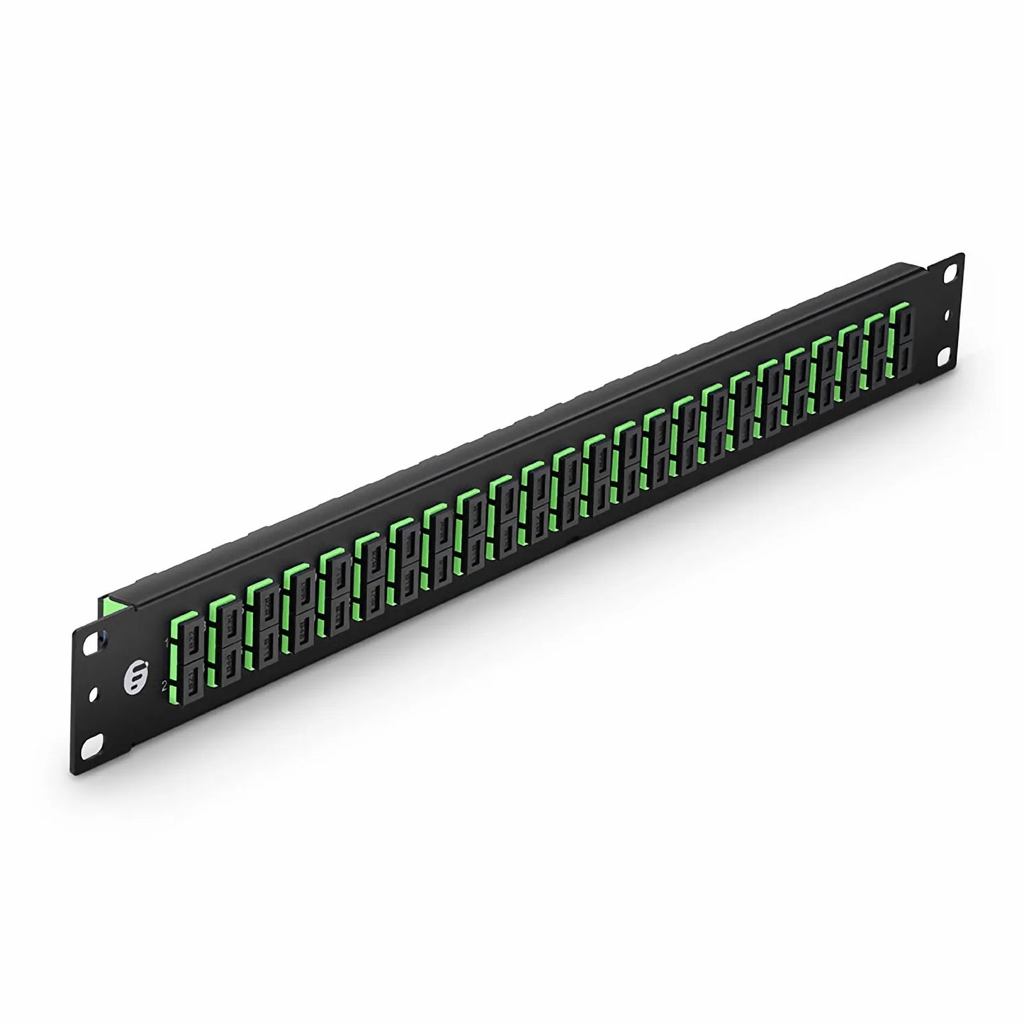 FHU™ 1U 19'' Fiber Adapter Panel, 48 Fibers OS2 Single Mode, 24 x SC APC Duplex (Green) Adapter, Ceramic Sleeve