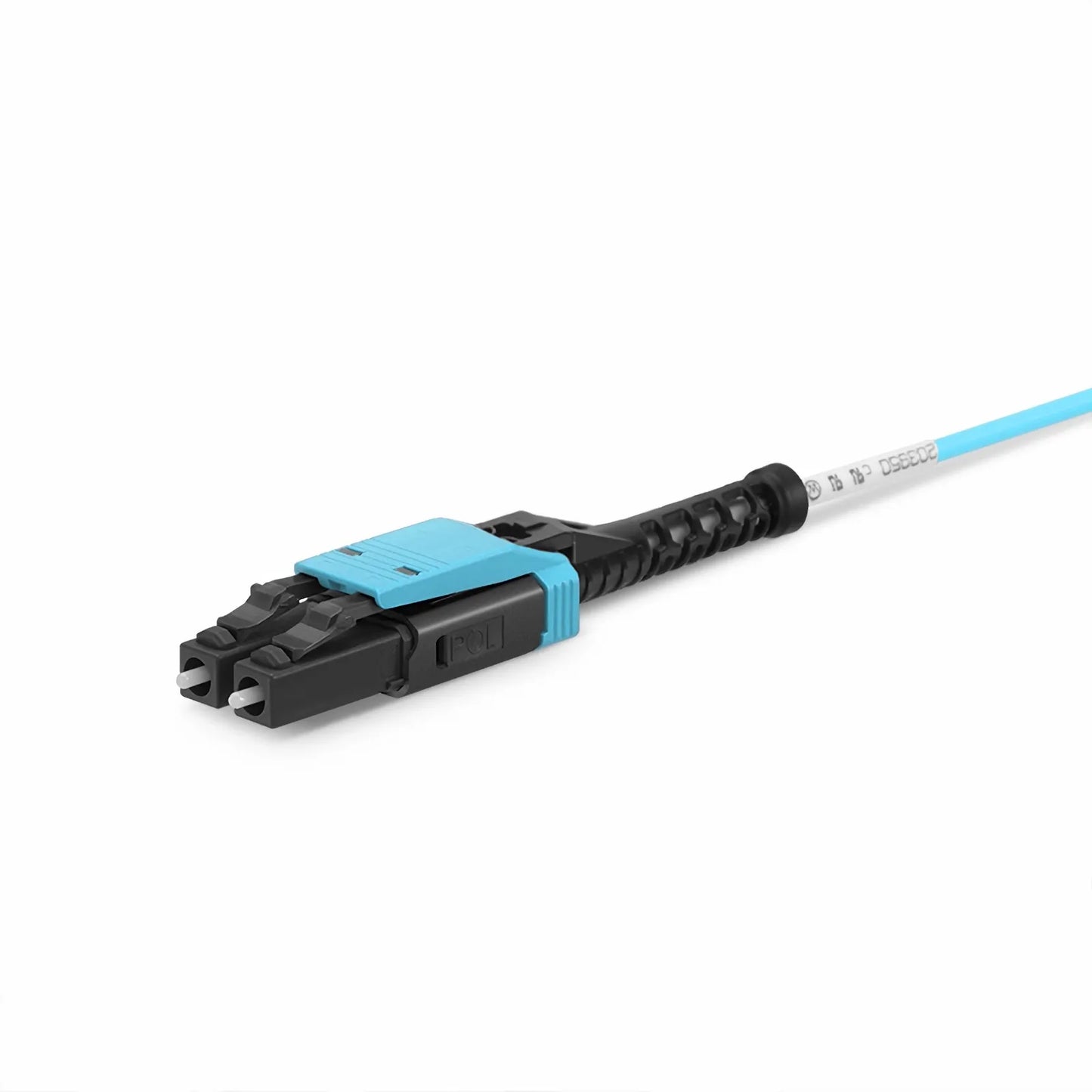 10m (33ft) Fiber Patch Cable, 2 Fibers, LC UPC Duplex to LC UPC Duplex Flat Clip with Push-Pull Boot Uniboot, Multimode (OM4), Riser (OFNR), 2.0mm, Aqua