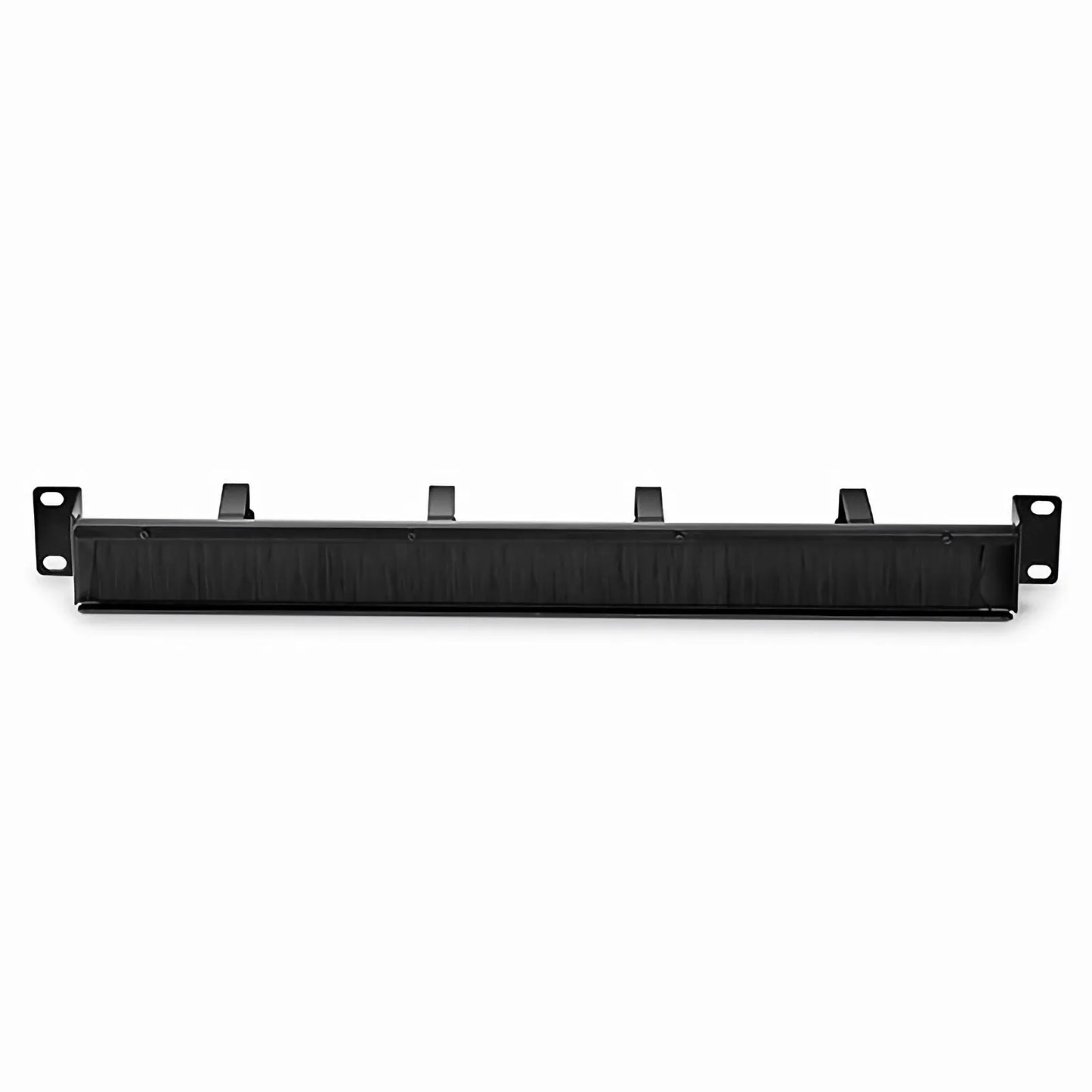 Recessed Horizontal Single Sided Pass-Thru Manager, 1RU, 4 D-rings & Brush Strip, 3.46 in. Depth