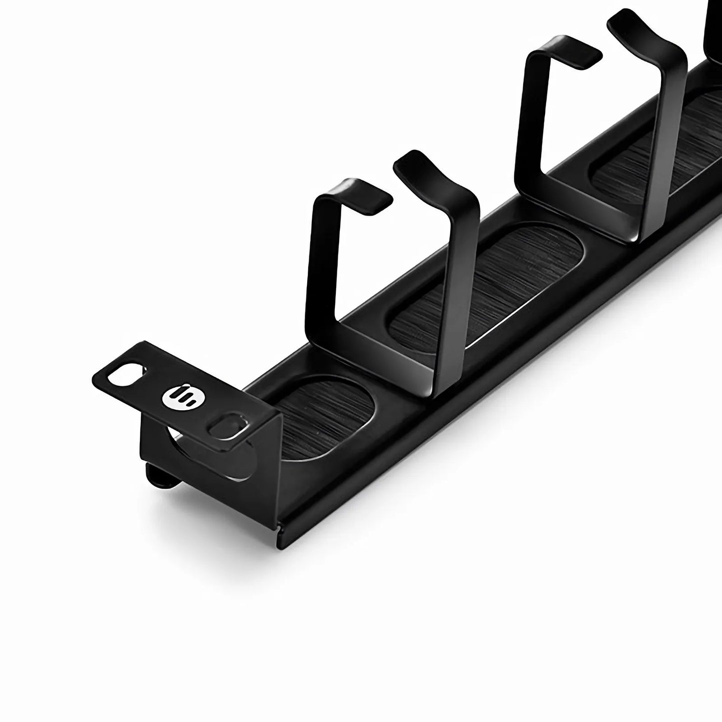 Recessed Horizontal Single Sided Pass-Thru Manager, 1RU, 4 D-rings & Brush Strip, 3.46 in. Depth