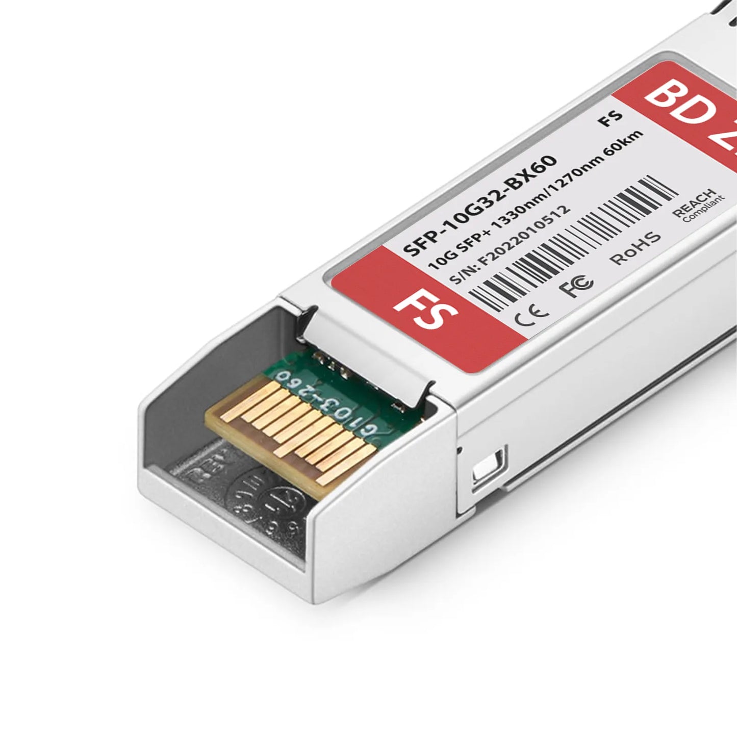 10GBASE-BX BiDi SFP+ 1330nm-TX/1270nm-RX 60km DOM Simplex LC/UPC SMF Optical Transceiver Module for FS Switches