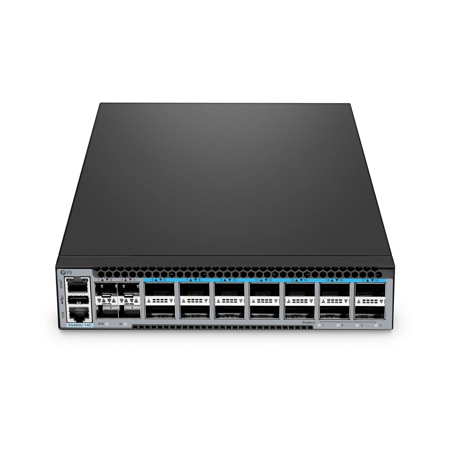 S5460C-14C, 18-Port Ethernet L3 Half-Width Switch, 14 x 100Gb QSFP28, with 4 x 25G SFP28, AV over IP, Support MLAG