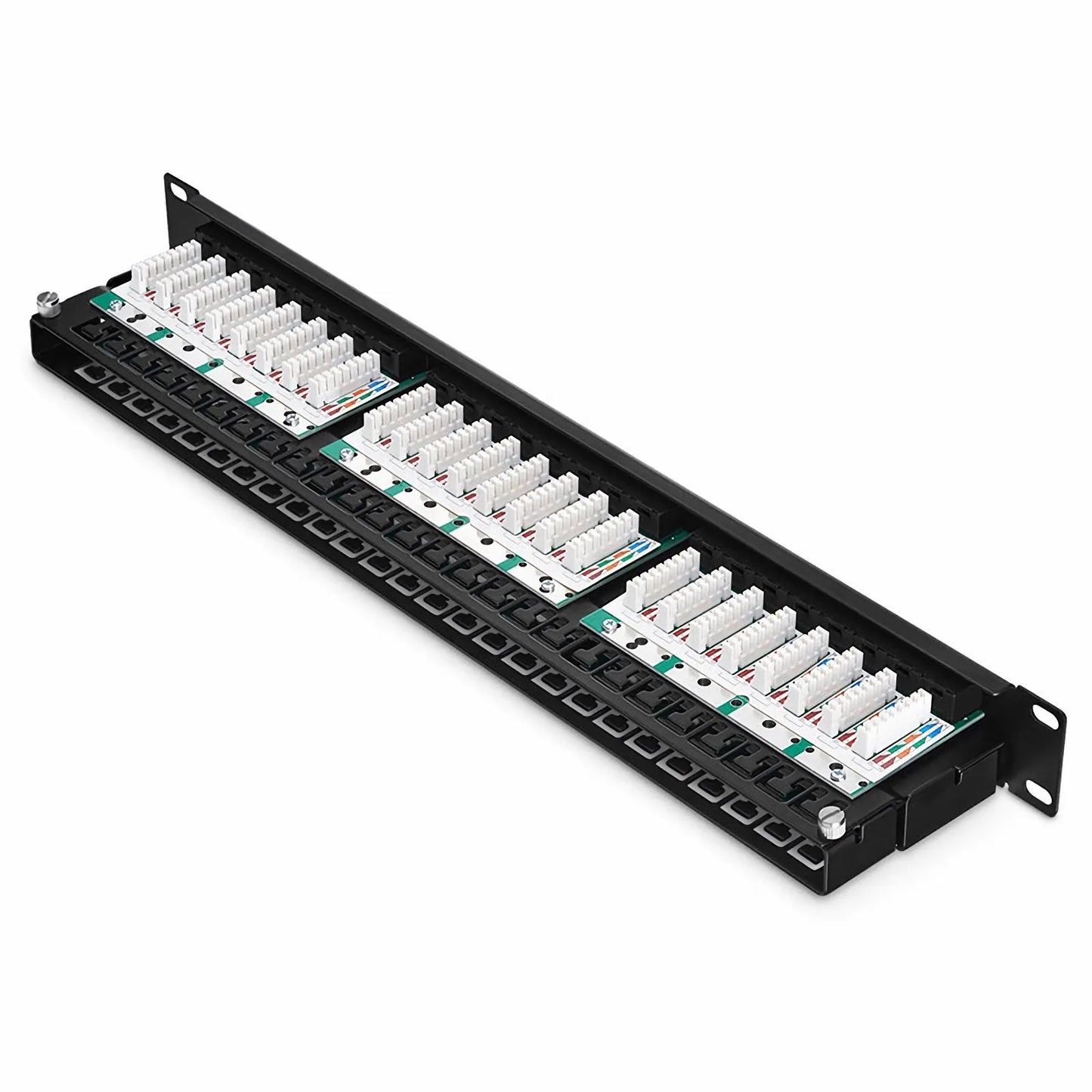 Cat6 110-Style Patch Panel, 48-Port, 1RU, Cable Management Bar Included
