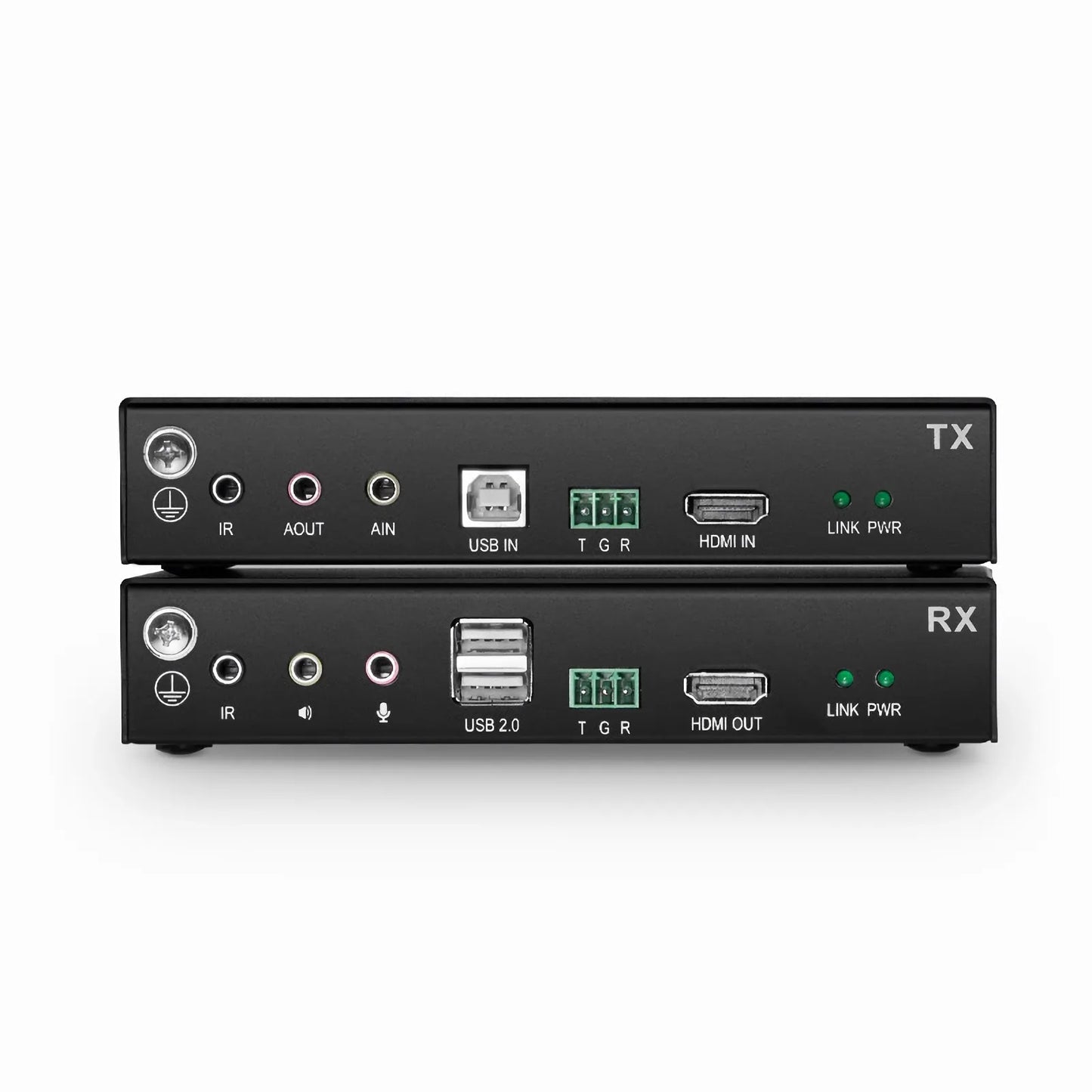 4K HDMI USB2.0 KVM Extender Set with Audio and HDCP over Single Mode Fiber for 10km, Multimode Fiber for 300m, and Cat5e/6/6a/7 Cable for 150m, 3840x 2160@30Hz