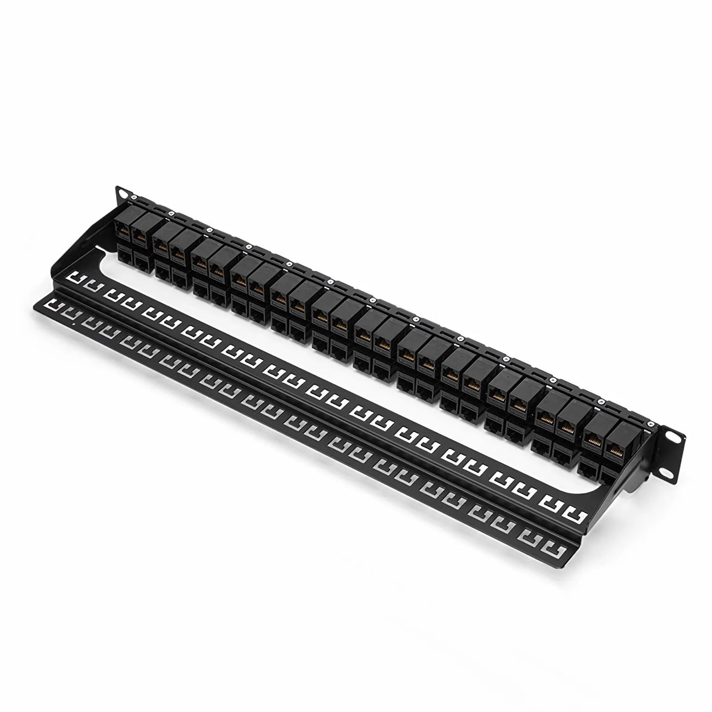 Cat6 High Density Coupler Patch Panel, 48-Port, 1RU, Cable Management Bar Included