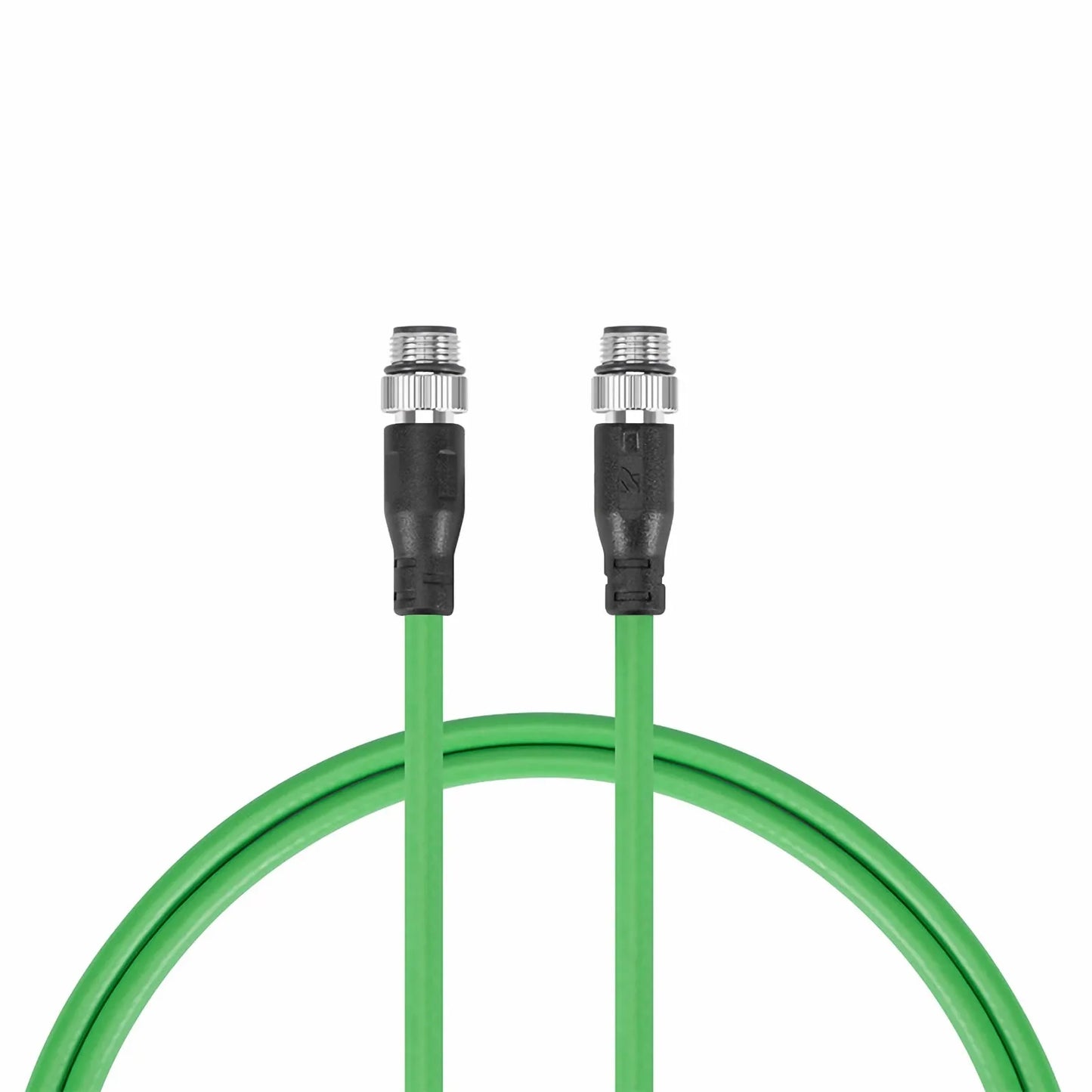 3.3ft (1m) Industrial M12D/4M to M12D/4M Cordsets PVC Ethernet Network Patch Cable, Green, Profinet A