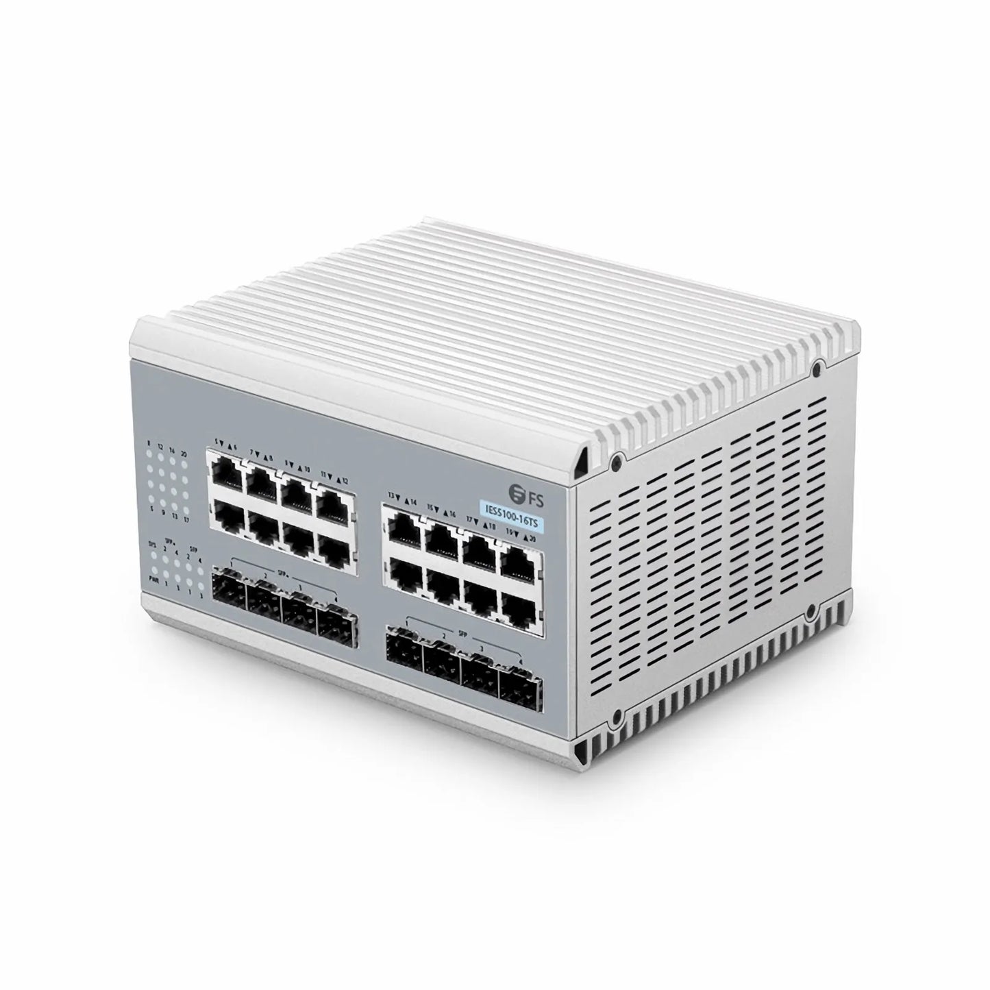 IES5100-16TS, 16-Port Gigabit Ethernet L2+ Managed Industrial Switch, 16 x 10/100/1000BASE-T, with 4 x 1Gb SFP and 4 x 10Gb SFP+, -40 to 75°C Operating Temperature