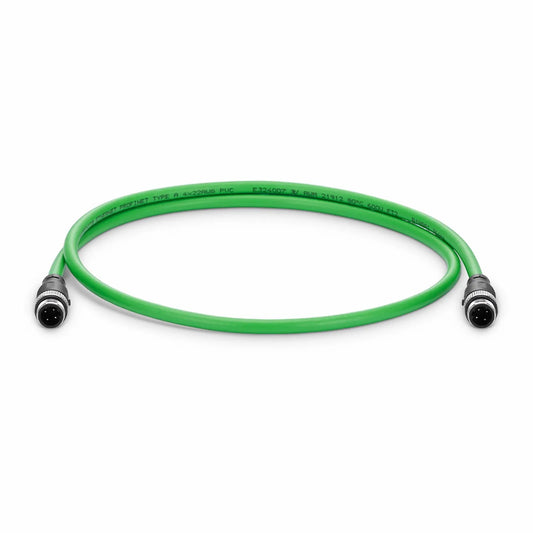 3.3ft (1m) Industrial M12D/4M to M12D/4M Cordsets PVC Ethernet Network Patch Cable, Green, Profinet A