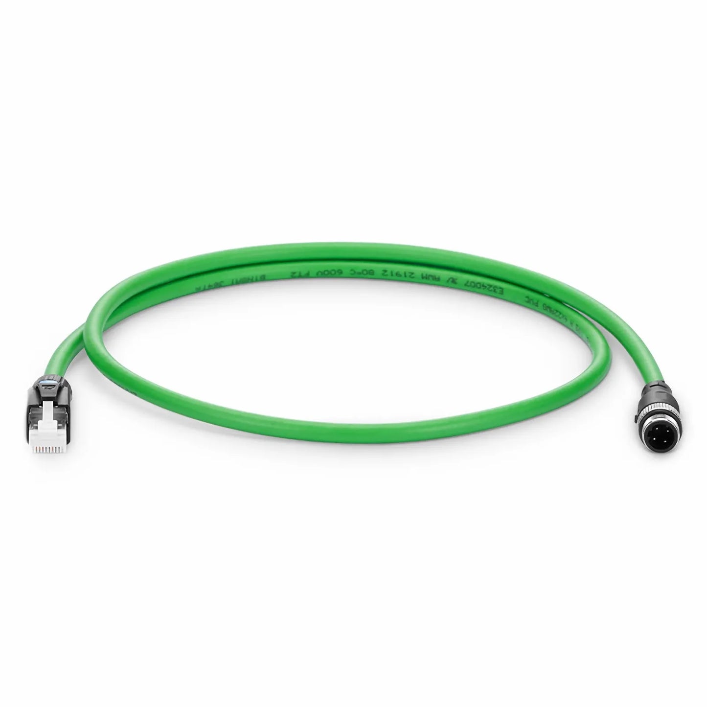 3.3ft (1m) Industrial M12D/4M to RJ45 Cordsets CAT5E-FTP PVC Ethernet Network Patch Cable, Green, Profinet A