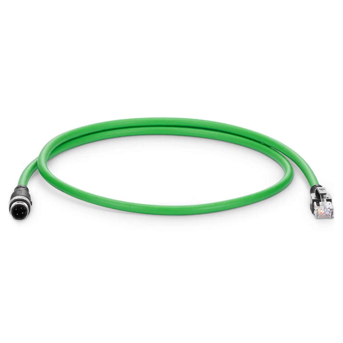 3.3ft (1m) Industrial M12D/4M to RJ45 Cordsets CAT7-FTP PVC Ethernet Network Patch Cable, Green, Profinet A