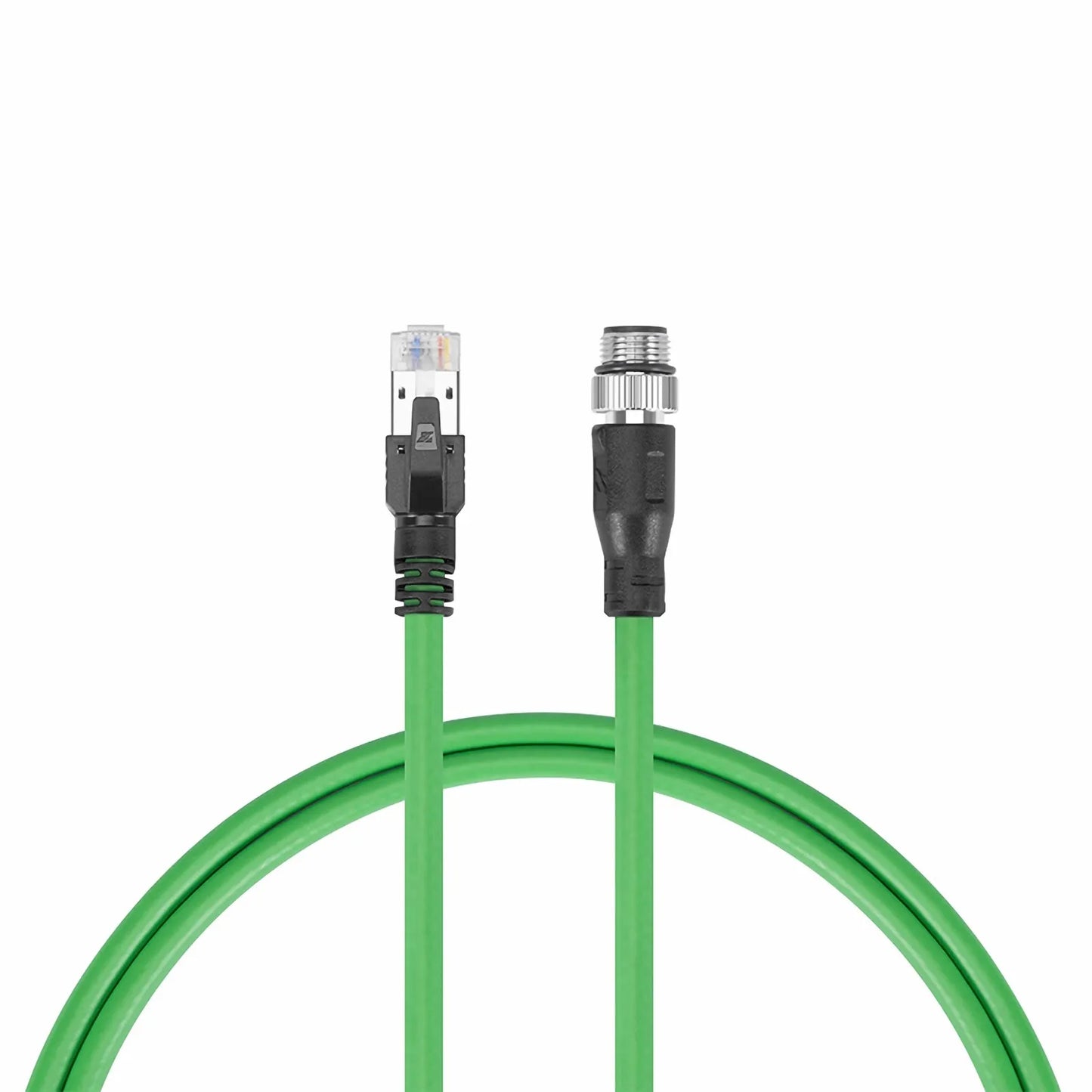 3.3ft (1m) Industrial M12D/4M to RJ45 Cordsets CAT7-FTP PVC Ethernet Network Patch Cable, Green, Profinet A