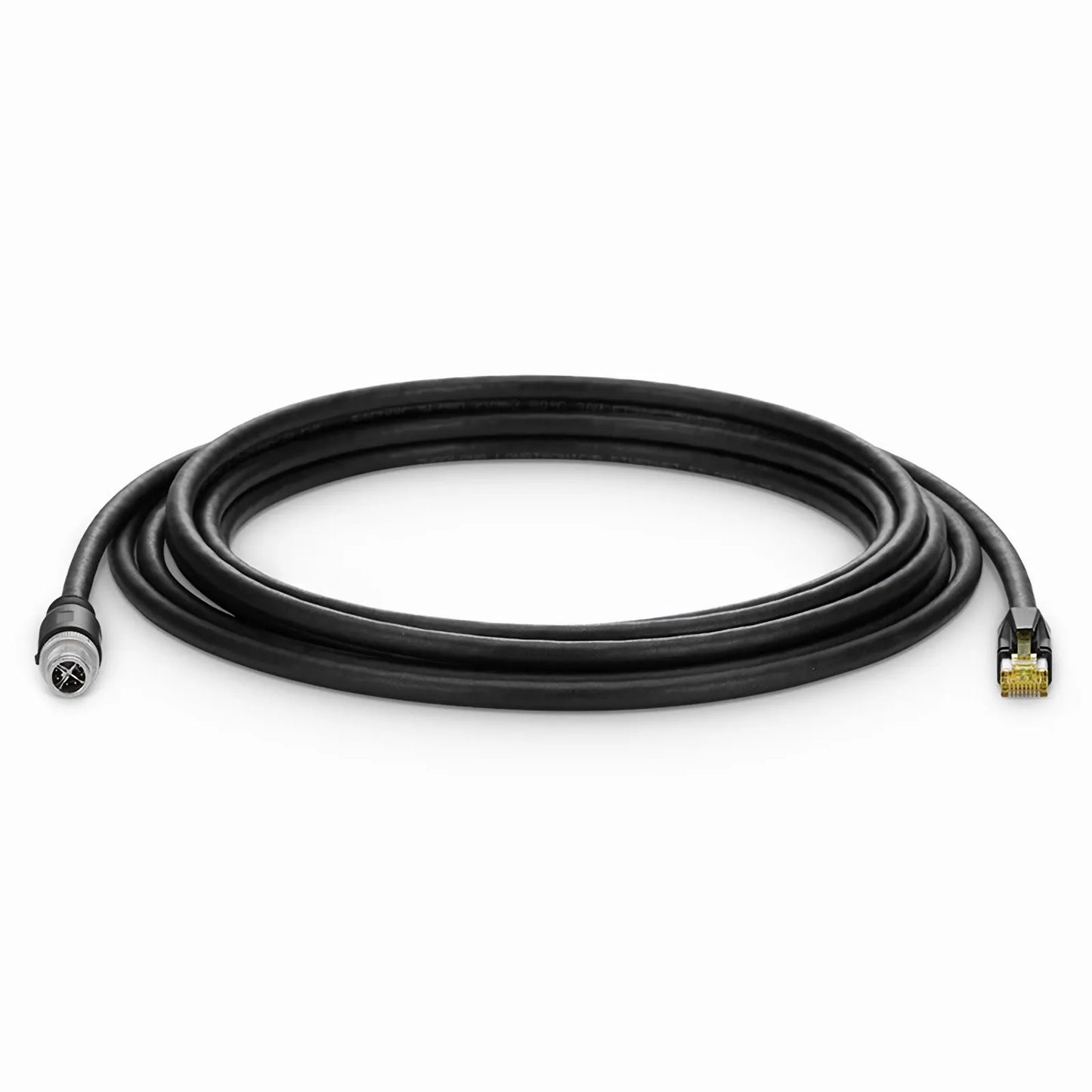 16ft (5m) Industrial M12X/8M to RJ45 Cordsets CAT6A SF/UTP PUR Ethernet Network Patch Cable, Black