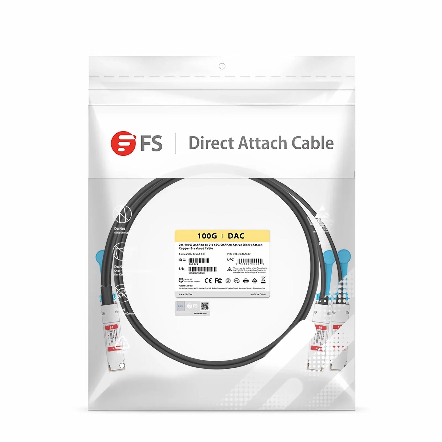 2m (7ft) Juniper Networks Compatible 100G QSFP28 4 x 25G NRZ to 2 x 50G QSFP28 2 x 25G NRZ Active Direct Attach Copper Breakout Cable