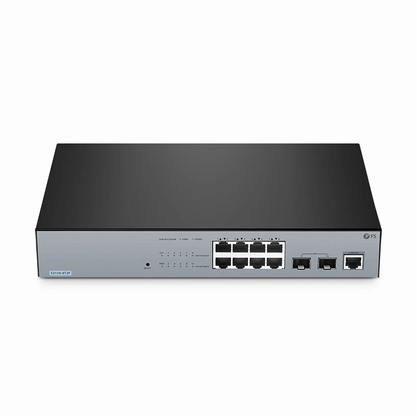 S3150-8T2F, 8-Port Gigabit Ethernet L2+ Compact Switch, 8 x Gigabit RJ45, with 2 x 1Gb SFP Uplinks, Fanless