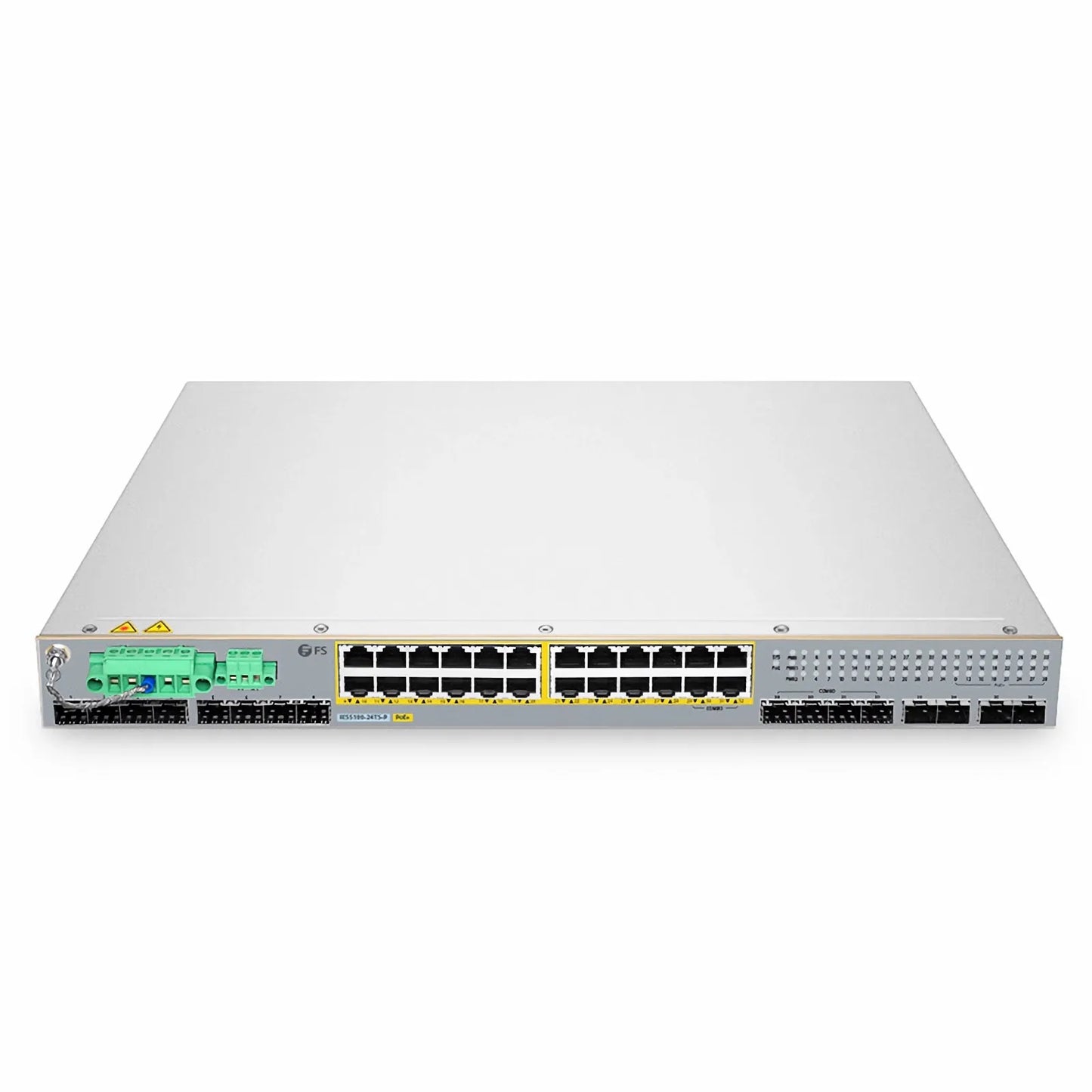 IES5100-24TS-P, 24-Port Gigabit Ethernet L2+ Managed Industrial PoE+ Switch, 20 x PoE+ Ports @720W, with 4 x 1Gb RJ45/SFP Combo, 8 x 1Gb SFP and 4 x 10Gb SFP+, -40 to 75°C Operating Temperature