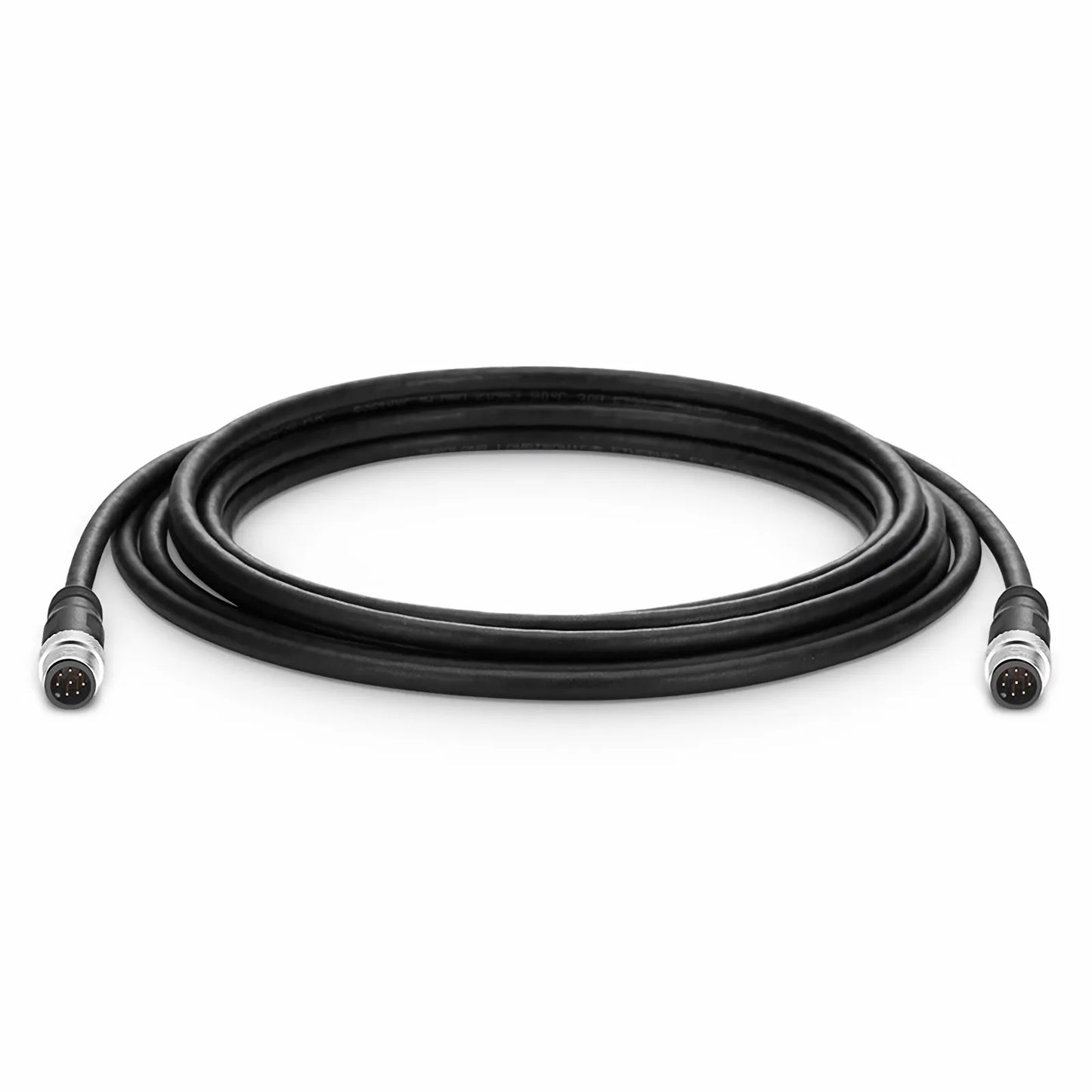 10ft (3m) Industrial M12A/8M to M12A/8M Cordsets CAT5e SF/UTP PVC Ethernet Network Patch Cable, Black